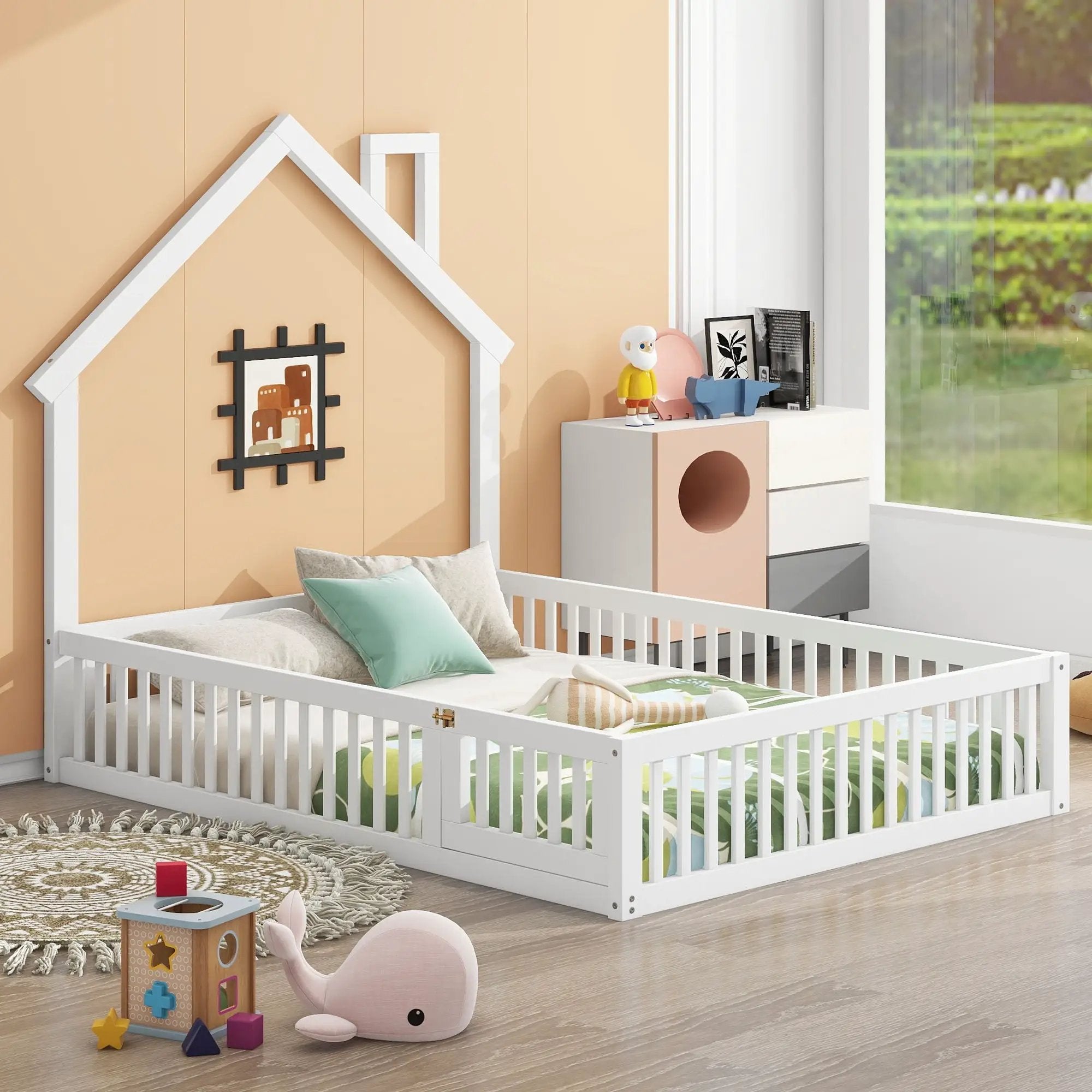 House Platform Bed With Guardrail