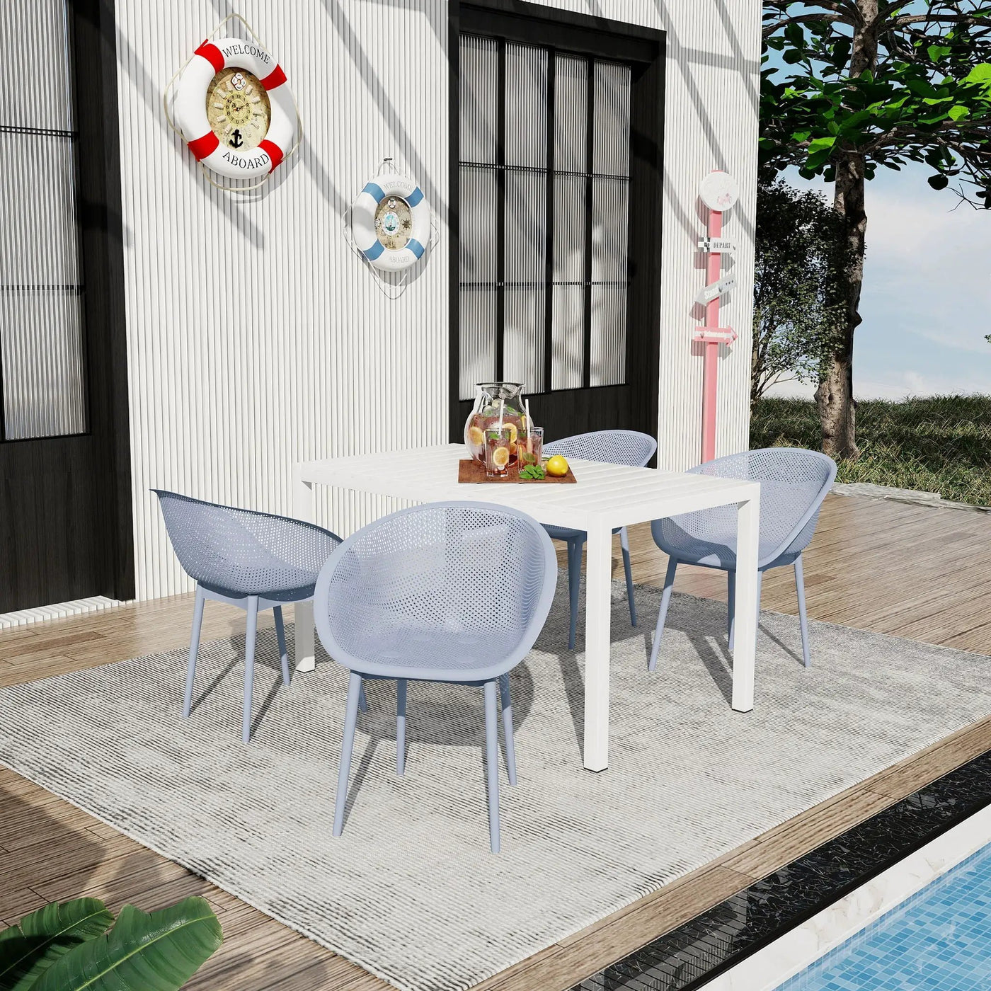 4 Pack Lounge Chair Set With Long Table by HouseOfZazla