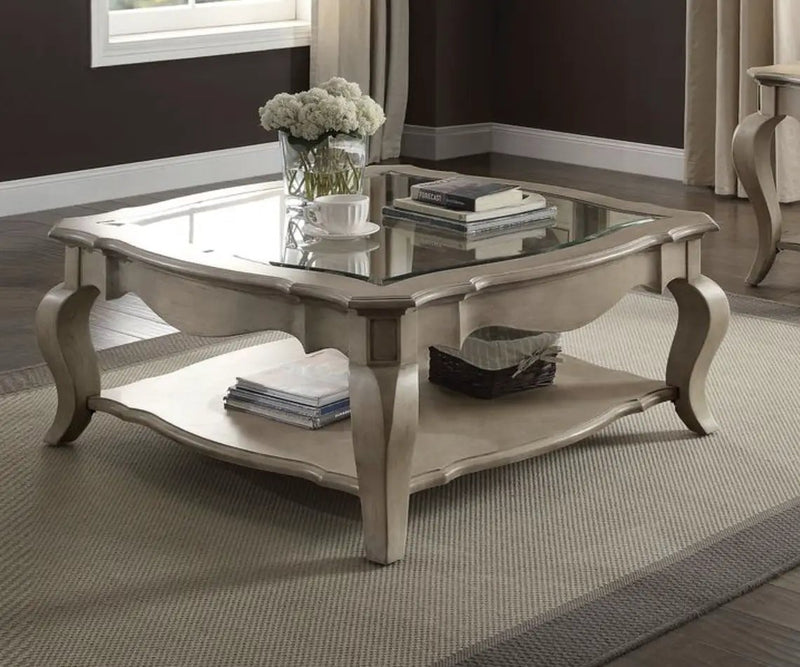 Chelmsford Clear Glass Coffee Table - Taupe by HouseOfZazla
