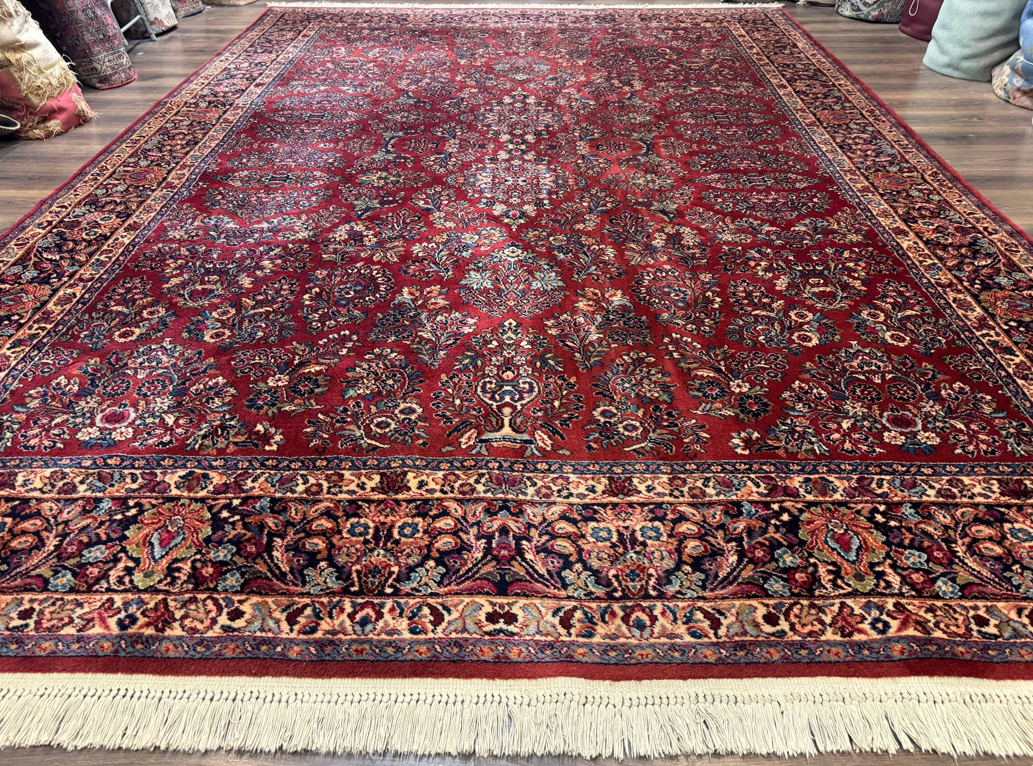 Karastan Rug 10x14, Red Sarouk #785, Wool Original 700 Series by Jewel Rugs