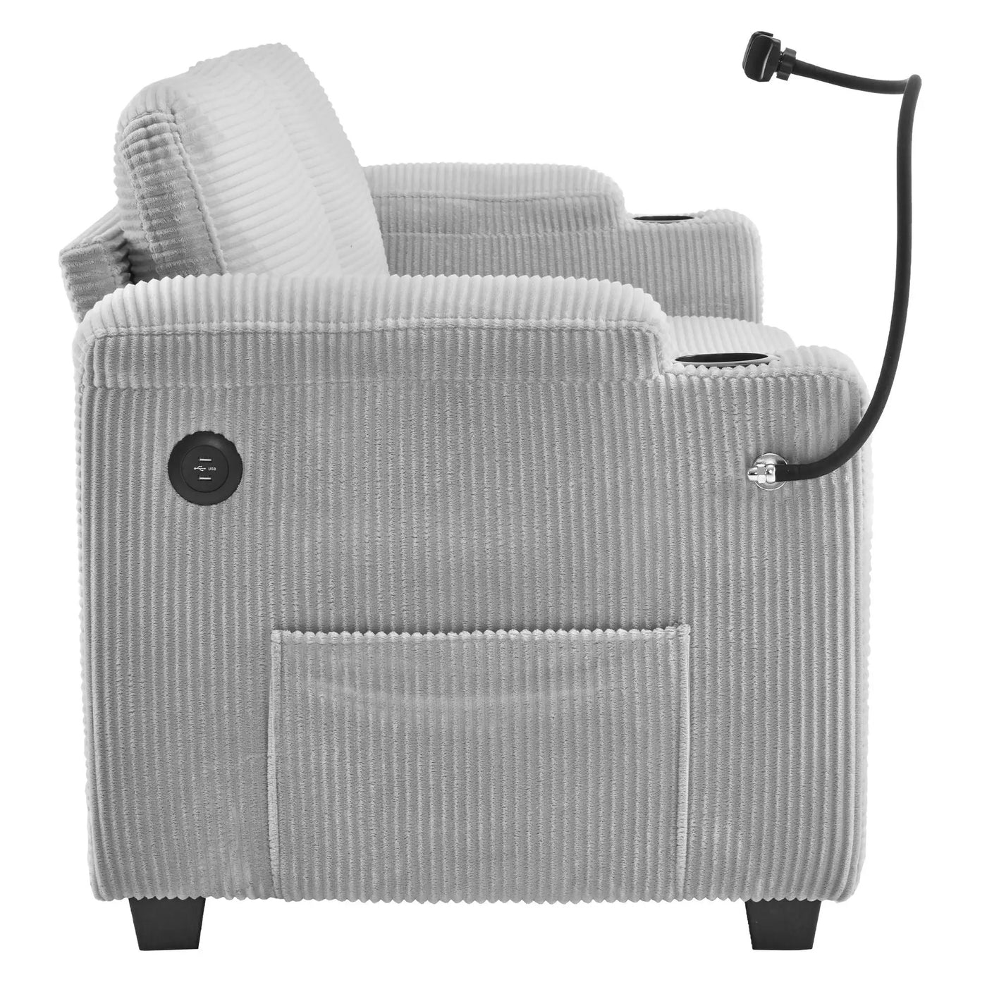 Sleeper Sofa Loveseat Sofa With Full Size Mattress, 2 USB Ports, 2 Cup Holders, 2 Side Pockets And Phone Holder by HouseOfZazla