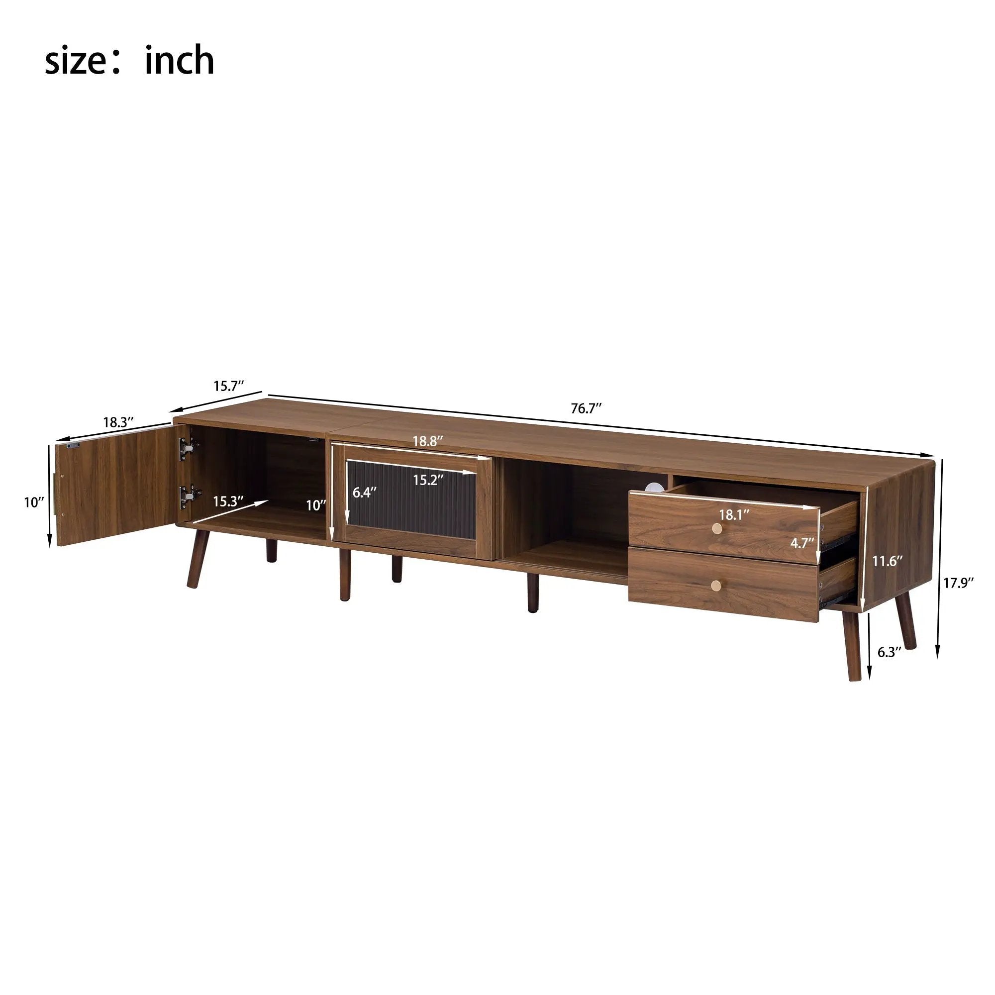 Doors TV Stand For TVs Up To 85" With Storage Cabinets - Natural by HouseOfZazla