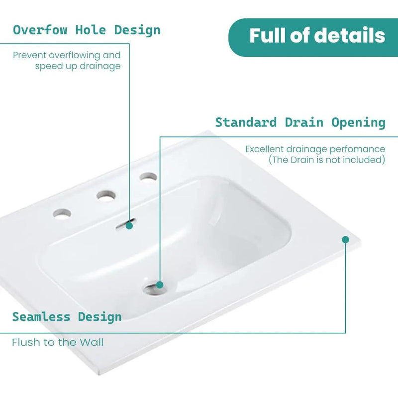 Glossy White Ceramic Integrated Sink by HouseOfZazla