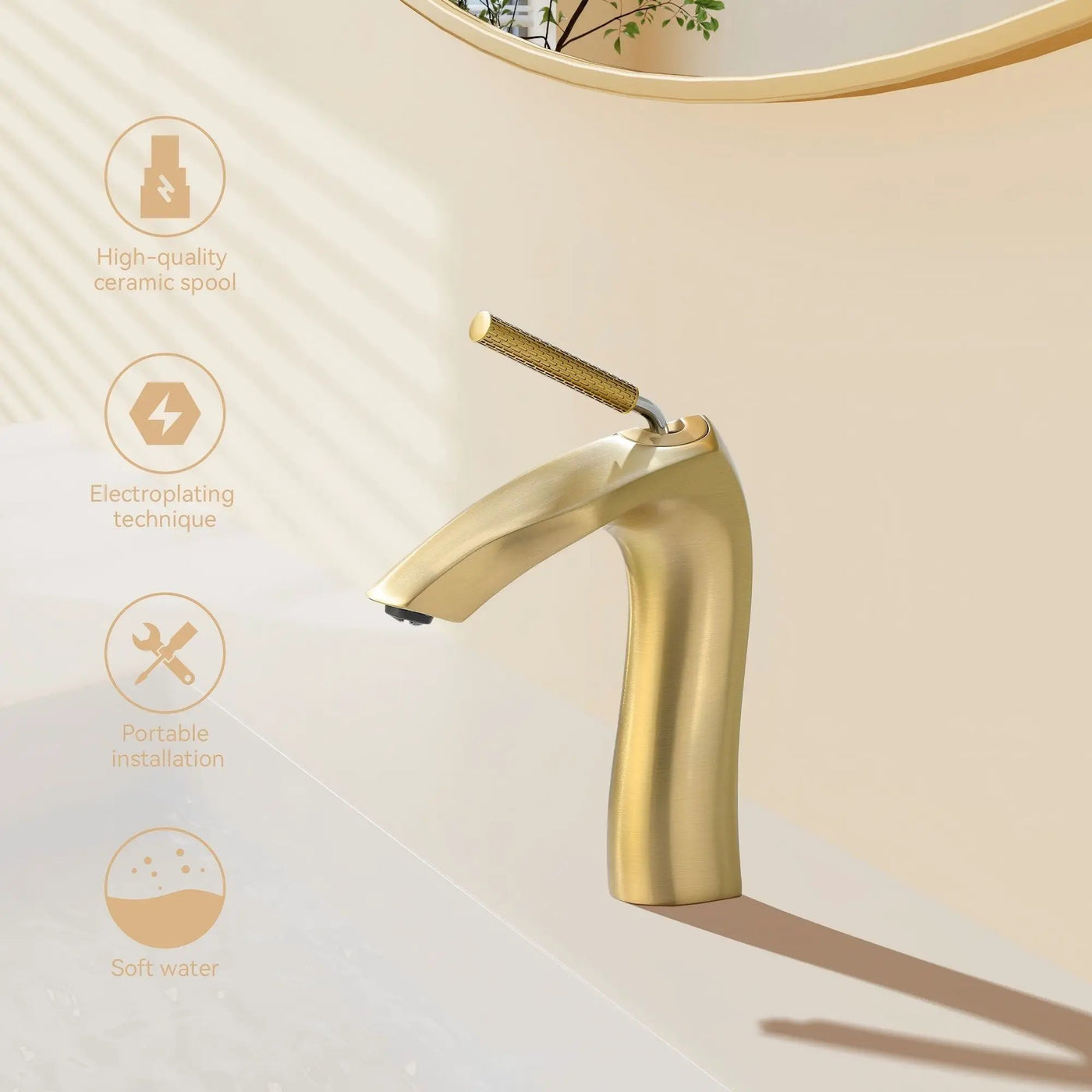 Contemporary Single Handle Lavatory Basin Sink Faucet Brass by HouseOfZazla