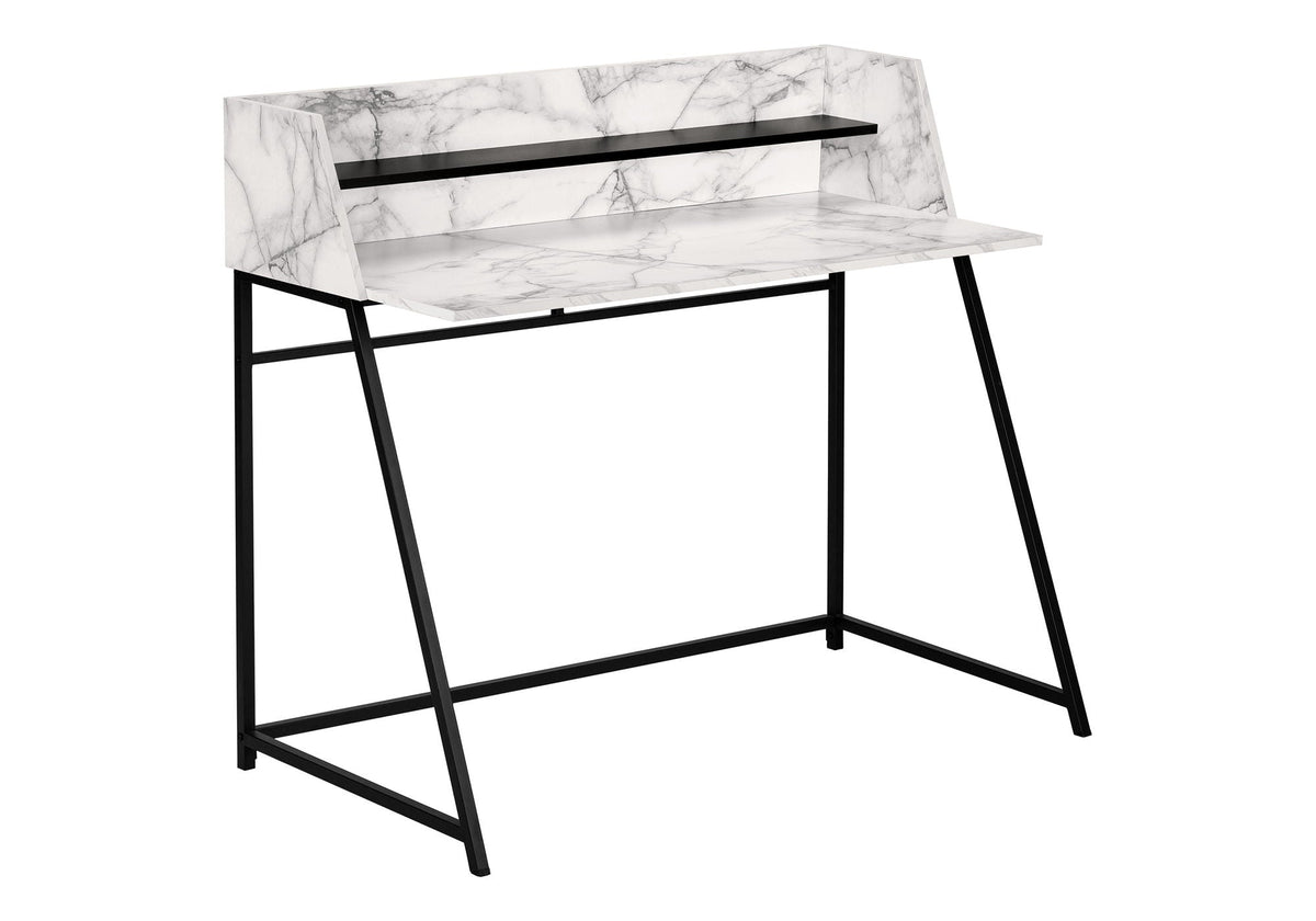 Modern Computer Desk with Storage Shelves – Wood & Metal, White/Black/Light Brown, photo 2 of 12
