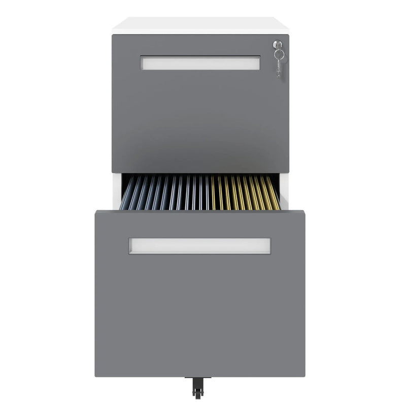 2-Drawer Mobile File Cabinet With Lock,On 360° Wheels, Holds A4/Letter/Legal Files - White by HouseOfZazla