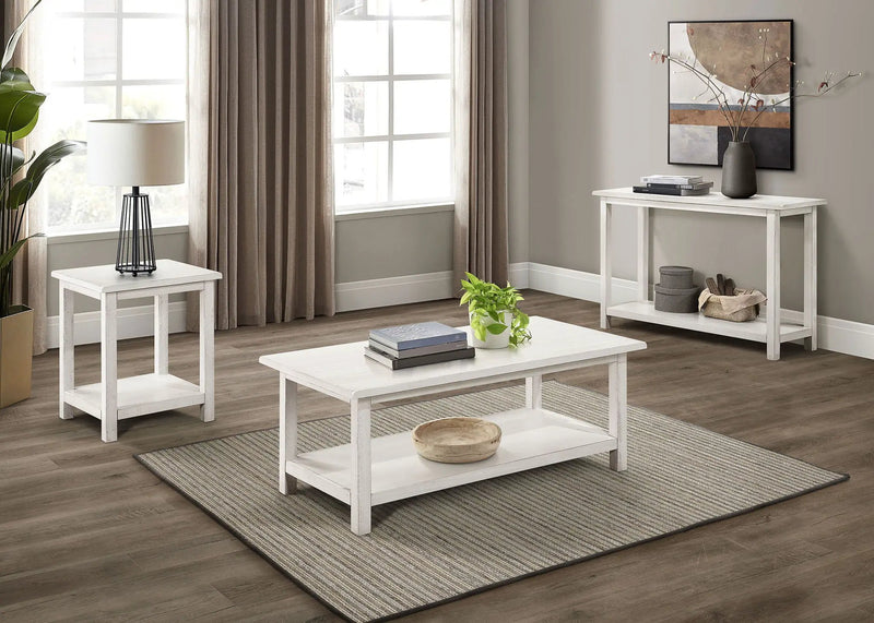 Payne Wood End Table with Shelf Distressed White by Unique Piece Furniture