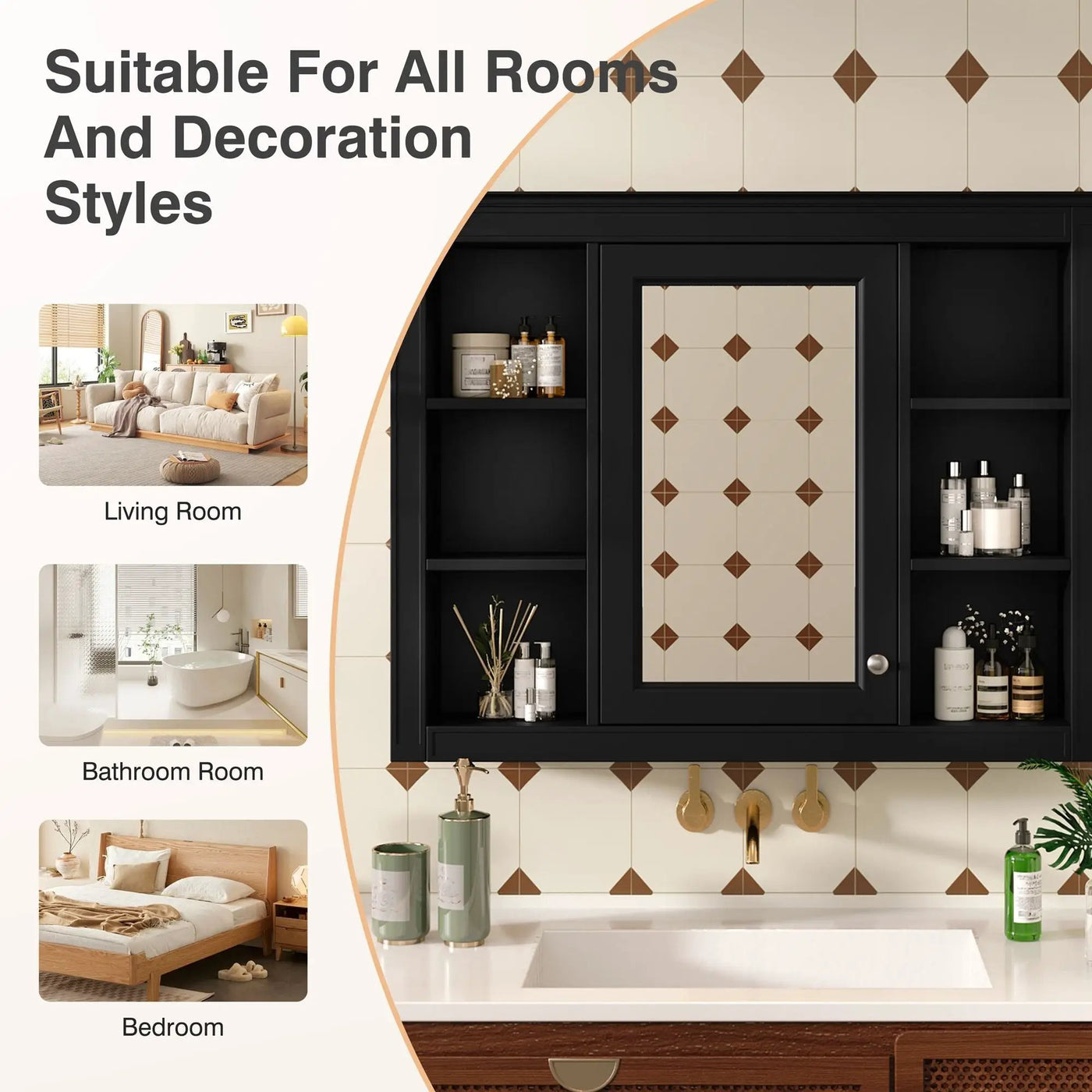 Wall Mounted Medicine Cabinet With Mirror, Storage Cabinet Featuring 6 Open Shelves And Adjustable Interior by HouseOfZazla