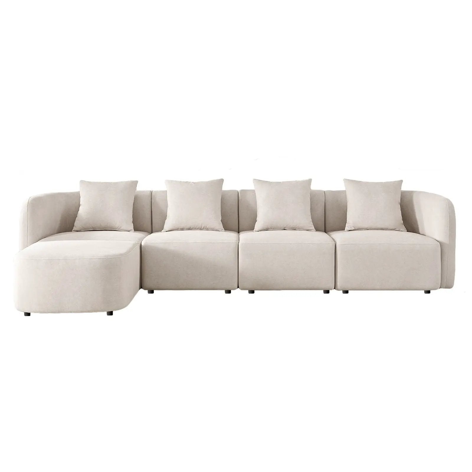 L-Shaped Modular Sectional Sofa With Ottoman, Living Room Furniture Set - Beige by HouseOfZazla