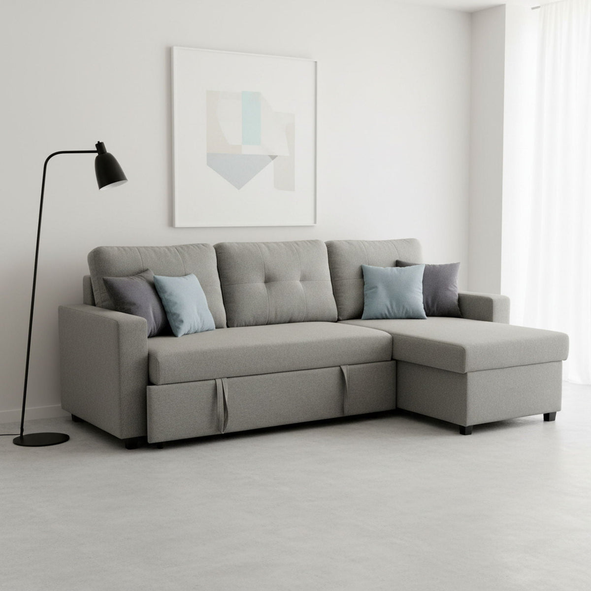 Convertible L Shaped Sectional Sleeper Sofa Bed, Saving Pull Out Couch, photo 2 of 23