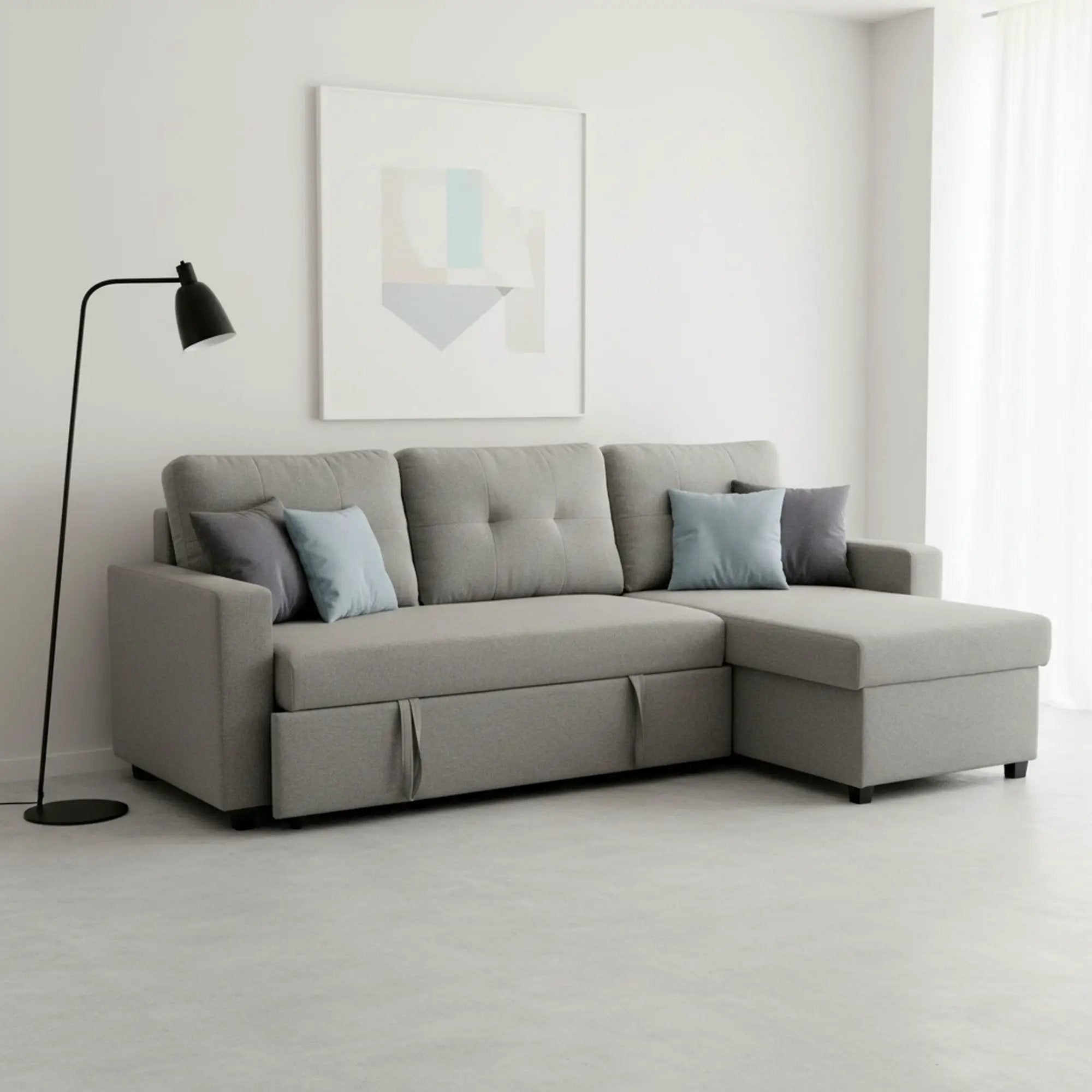 Convertible L Shaped Sectional Sleeper Sofa Bed, Saving Pull Out Couch by HouseOfZazla