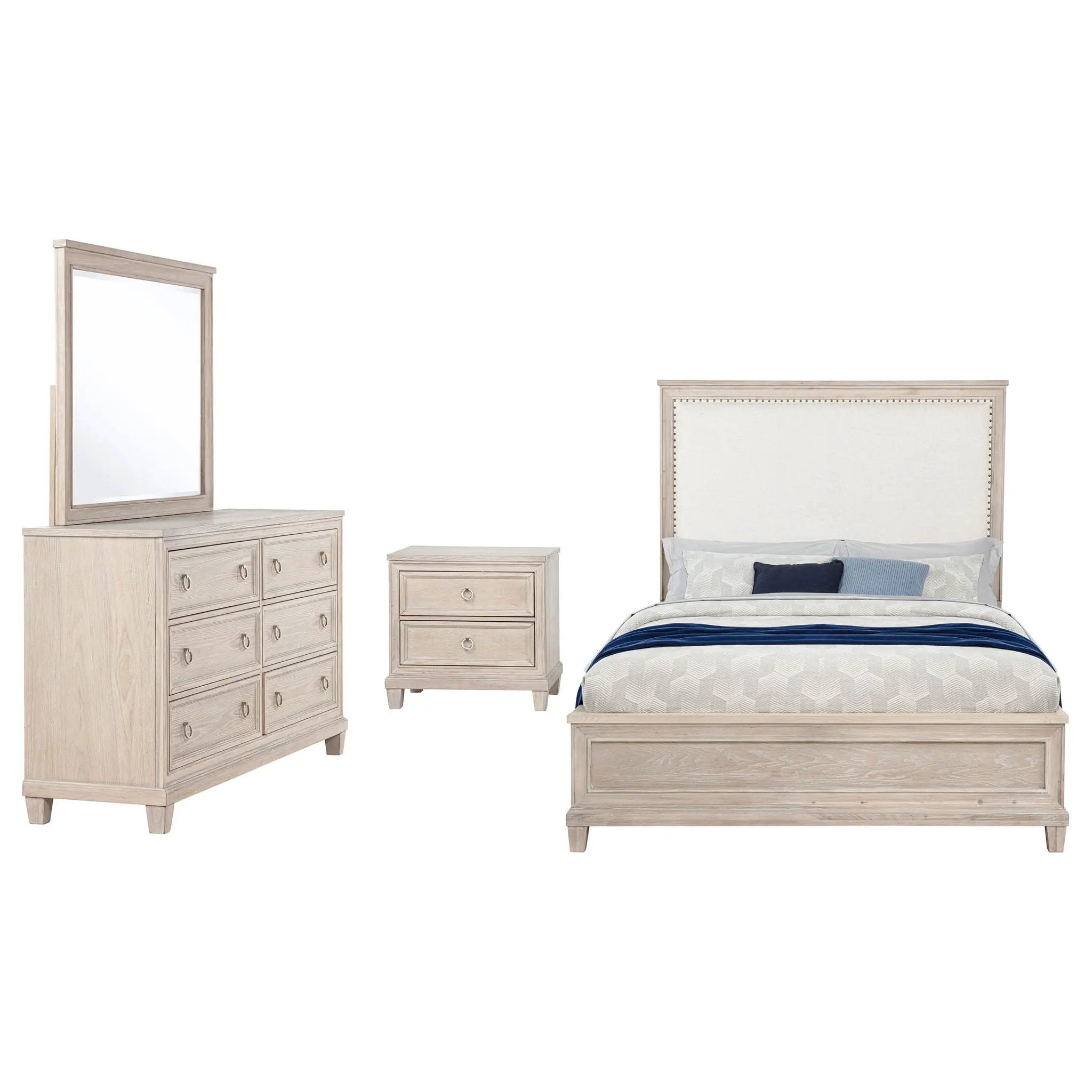 Pembroke 4-piece Queen Bedroom Set Washed Oak by Unique Piece Furniture
