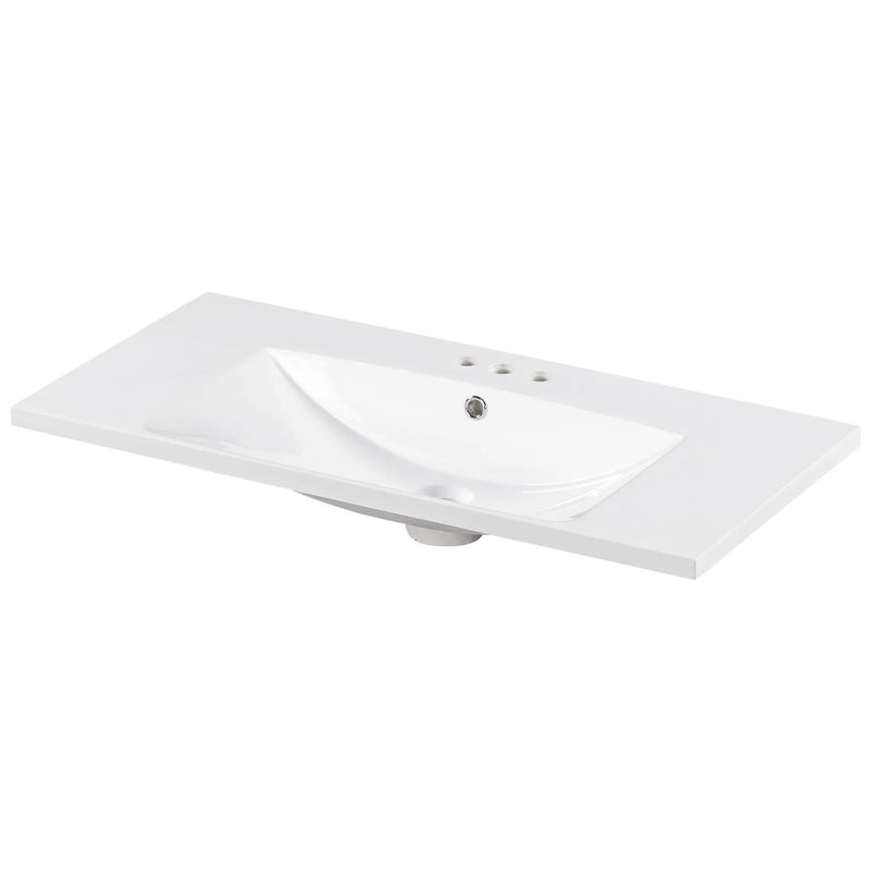 Single Bathroom Basin Sink, Vanity Top Only With 3 Faucet Holes by HouseOfZazla