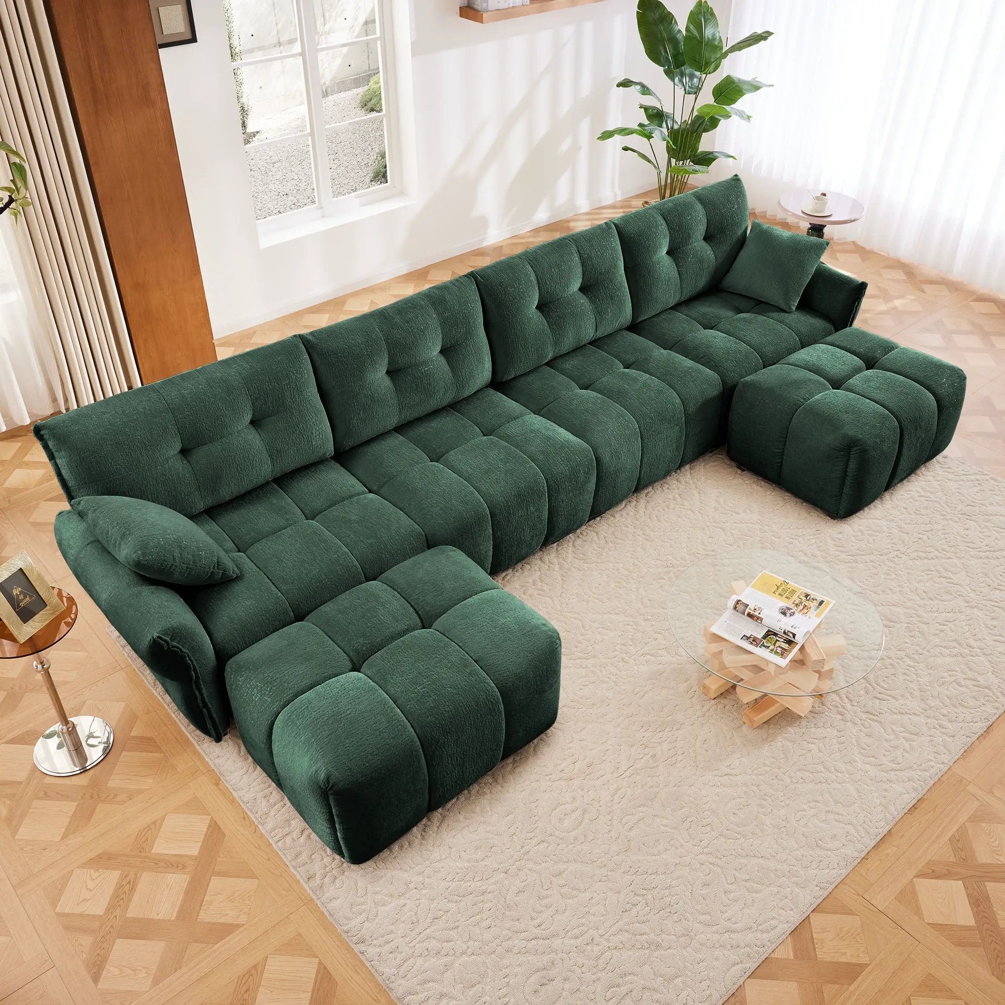 Sofa Set With Ottoman And Pillows, Textured, High Resilience Cushions by Unique Piece Furniture