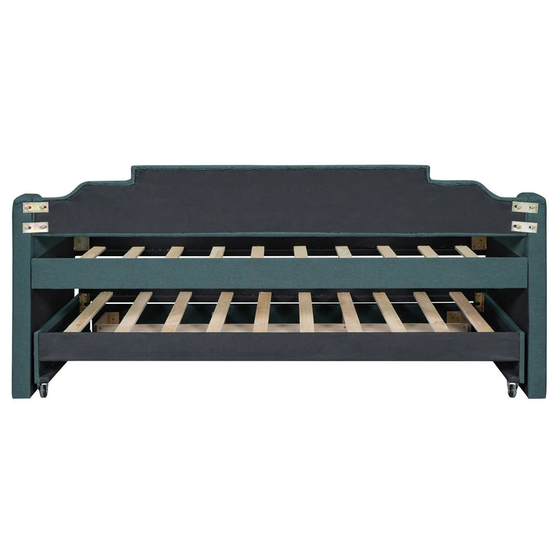Upholstered Simple Design Daybed With Trundle And 3 Drawers
