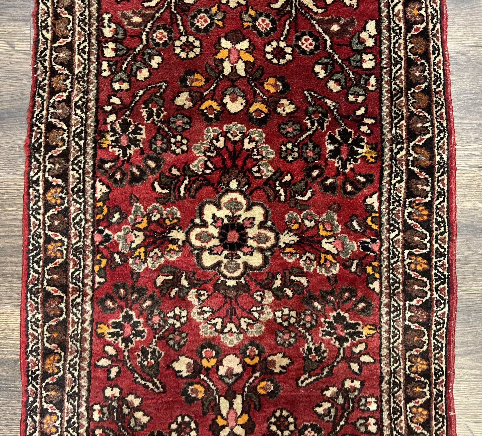 Small Persian Sarouk Rug 2x4 ft, Allover Floral Pattern, Red Black Cream, Hand Knotted Wool Traditional Oriental Carpet, Antique Persian Rug 2 x 4 by Jewel Rugs