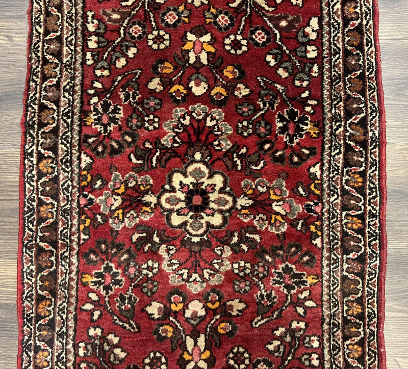 Small Persian Sarouk Rug 2x4 ft, Allover Floral Pattern, Red Black Cream, Hand Knotted Wool Traditional Oriental Carpet, Antique Persian Rug 2 x 4 by Jewel Rugs
