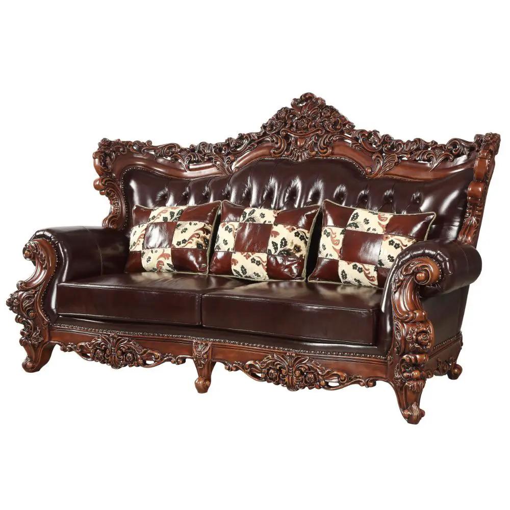 Forsythia - Sofa - Espresso Top Grain Leather Match & Walnut by Unique Piece Furniture