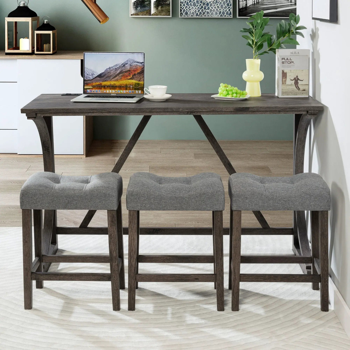 Bar Table Set With 3 Padded Stools by HouseOfZazla
