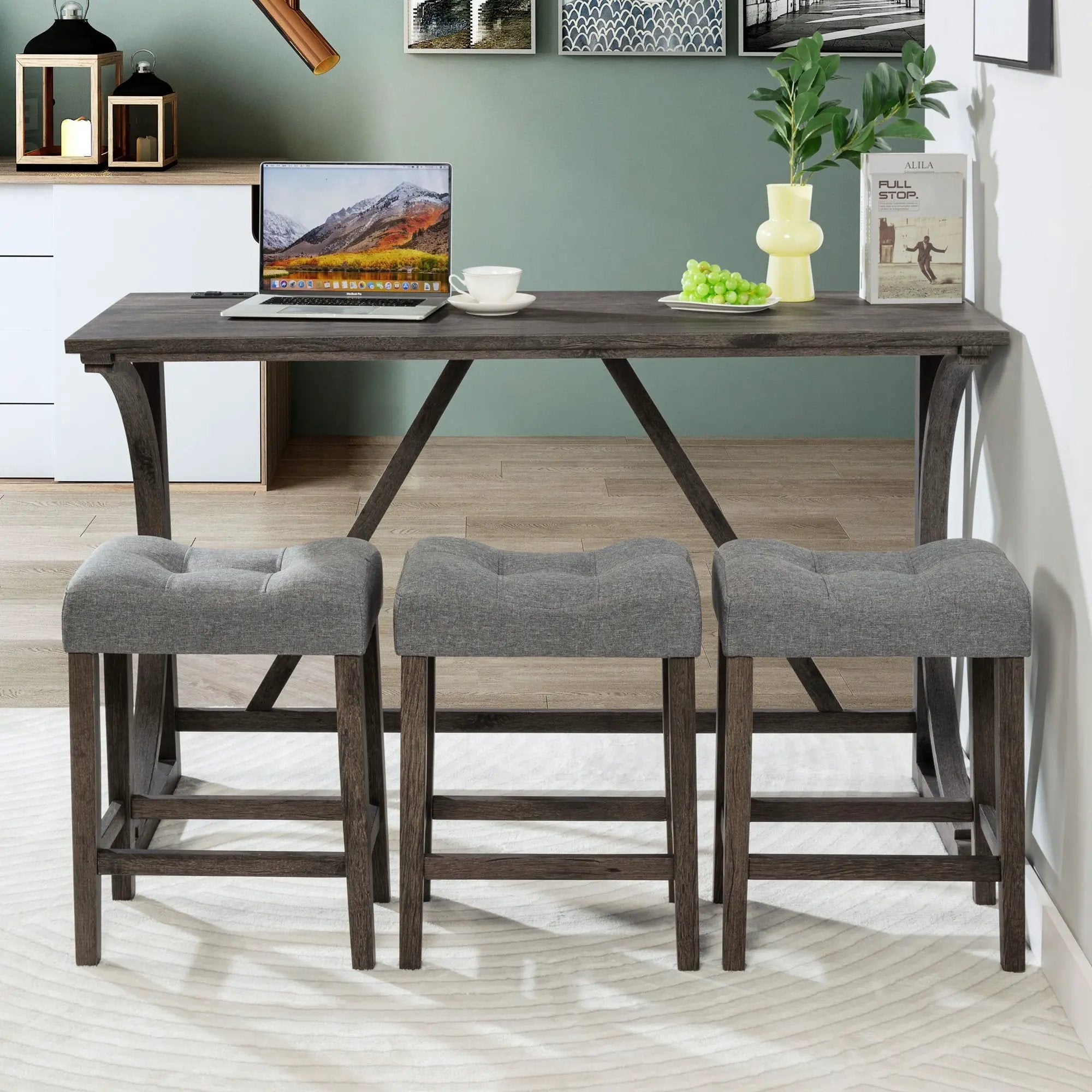 Bar Table Set With 3 Padded Stools by Unique Piece Furniture