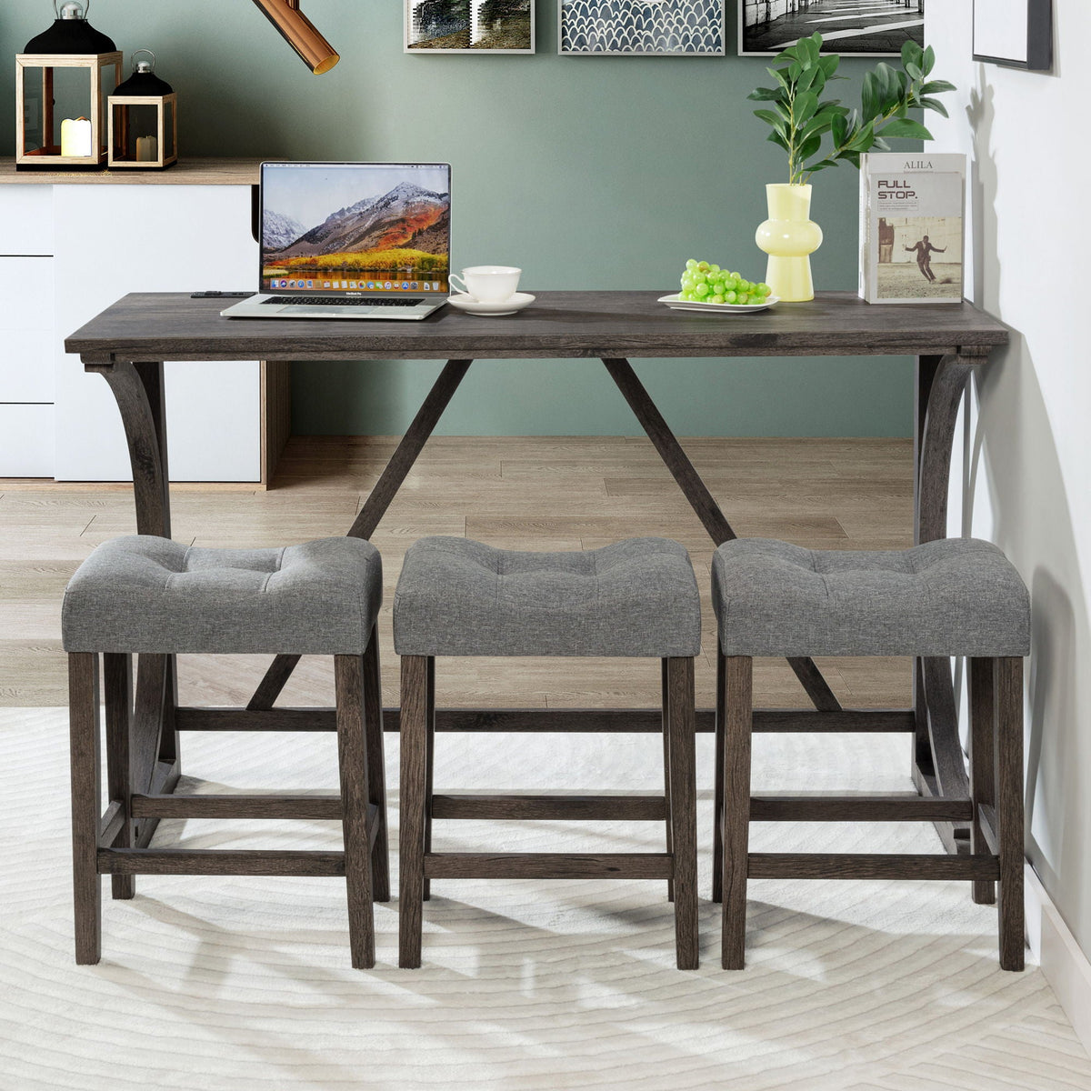 Bar Table Set With 3 Padded Stools, photo 3 of 8