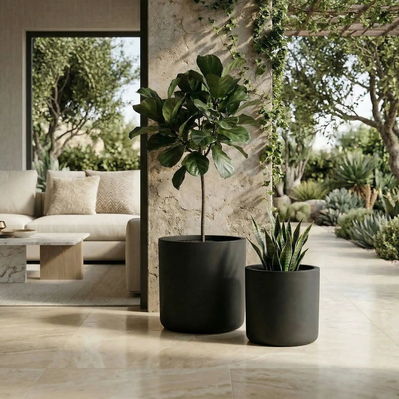 Round Concrete Planter Set of 2 by HouseOfZazla
