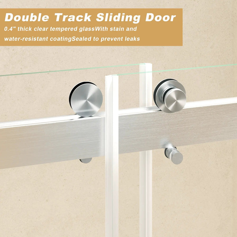 Frameless Sliding Glass Shower Doors 56-60" Width x 76" Height by HouseOfZazla