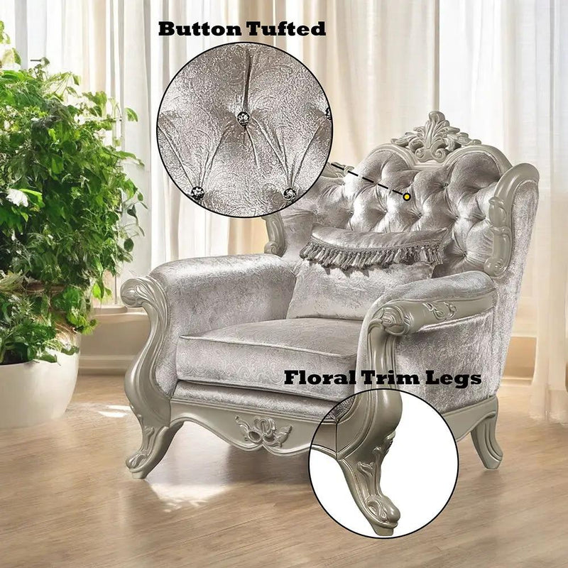 Libertee - Chair With Pillow - Beige Fabric & Champagne by Unique Piece Furniture