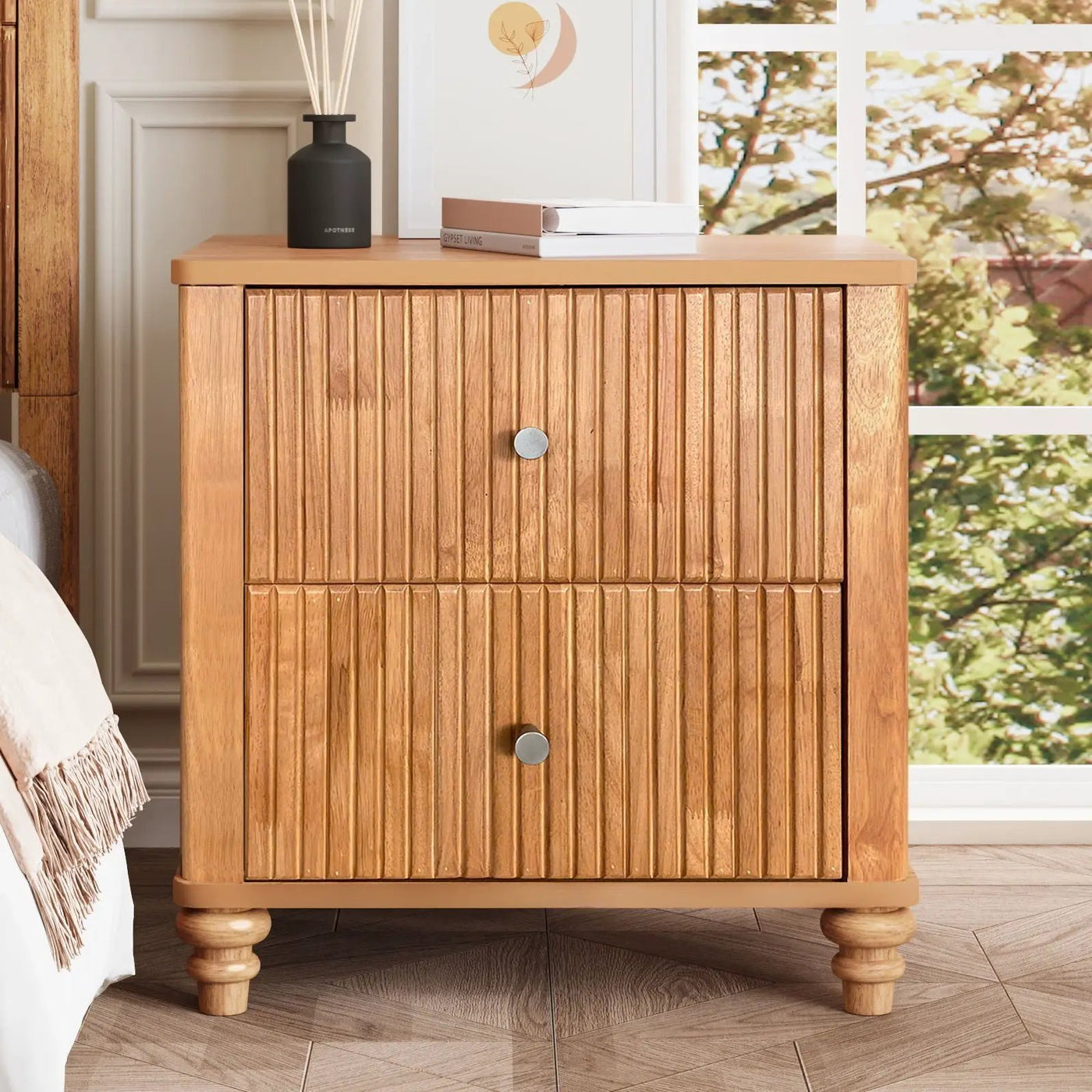Modern Fluted Nightstand With 3 Drawers by HouseOfZazla