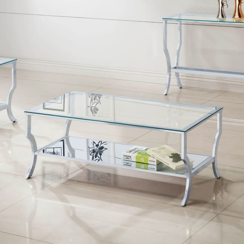 Saide Rectangular Glass Top Coffee Table Chrome by Unique Piece Furniture