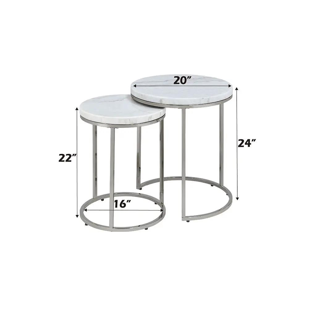Zaidee - Nesting Table Set - Marble Top & Nickel by Unique Piece Furniture