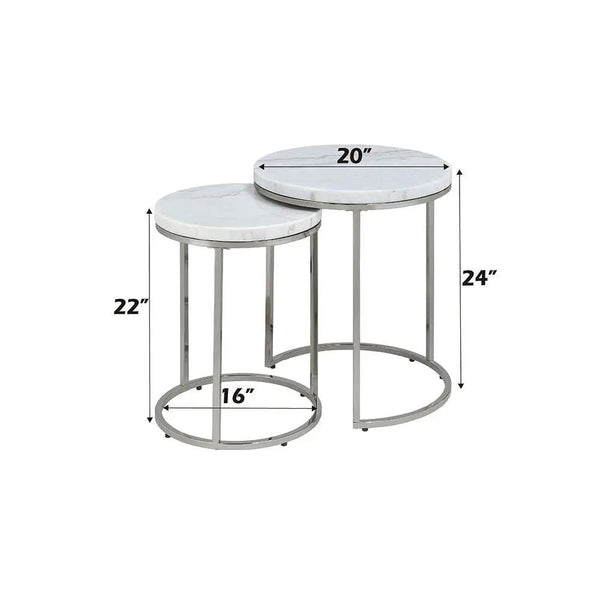 Zaidee - Nesting Table Set - Marble Top & Nickel, photo 2 of 6