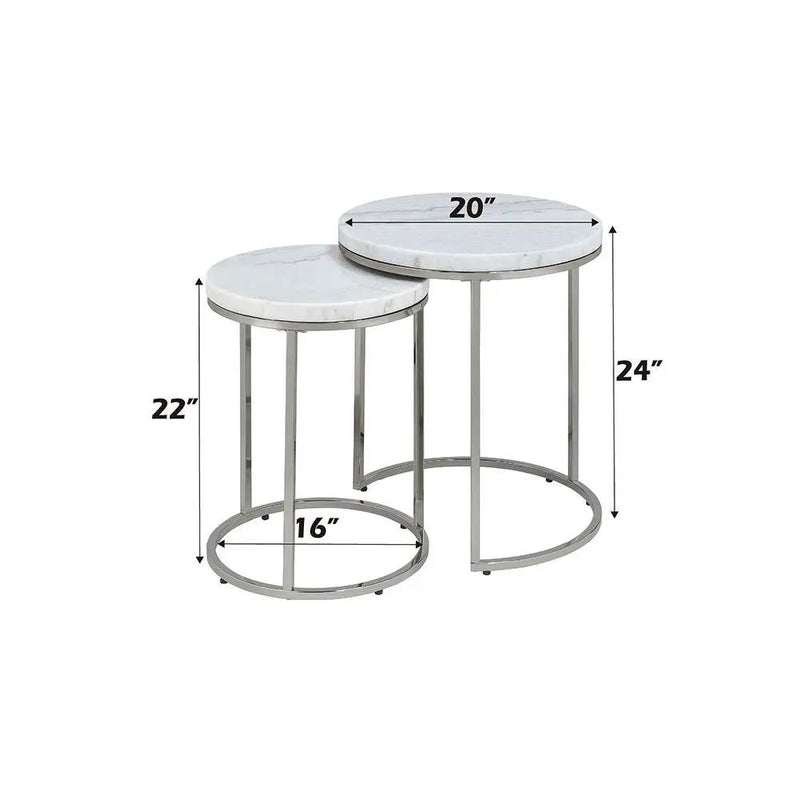 Zaidee - Nesting Table Set - Marble Top & Nickel by Unique Piece Furniture