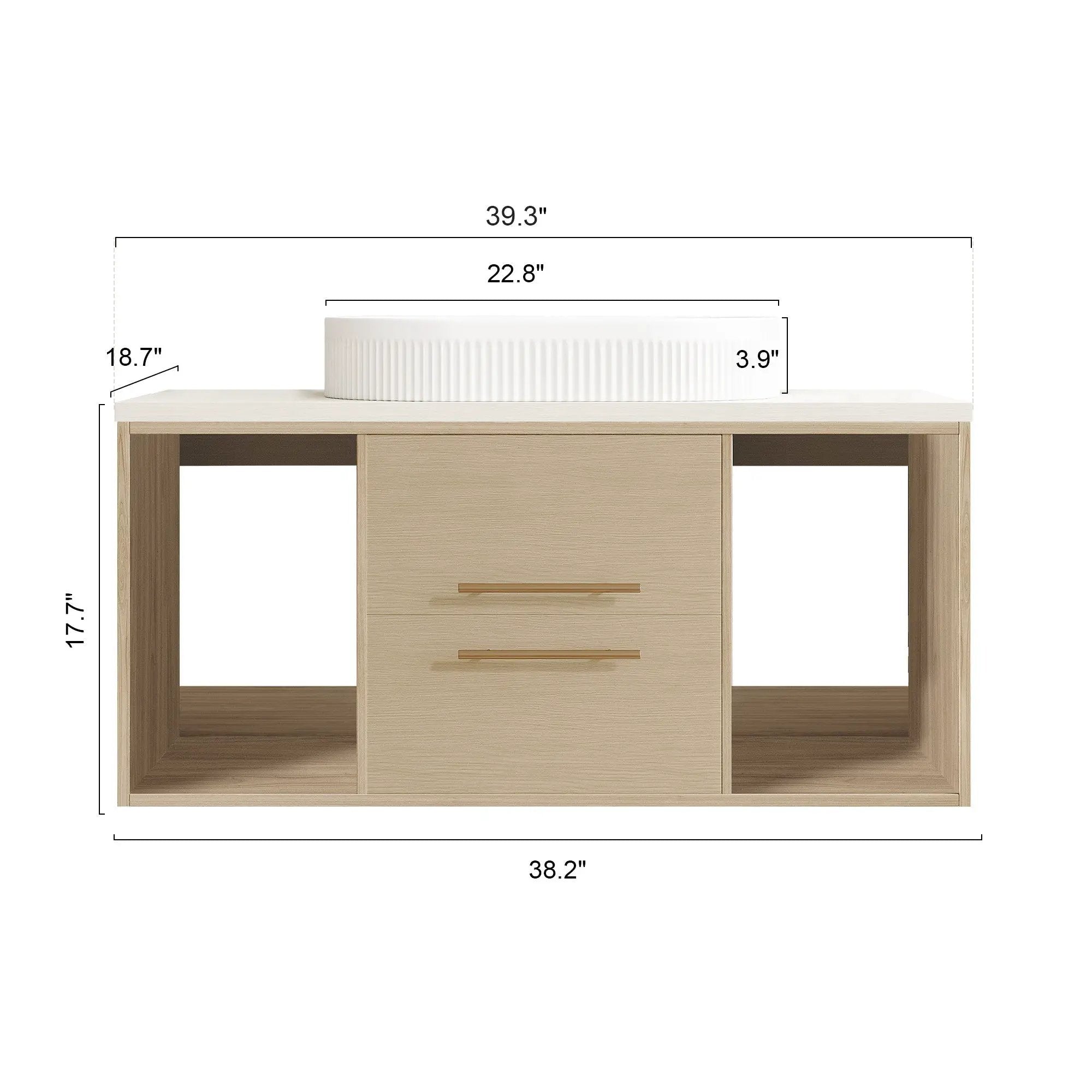 Modern 39.3 Wall-Mounted Bathroom Vanity with Ceramic Sink by HouseOfZazla