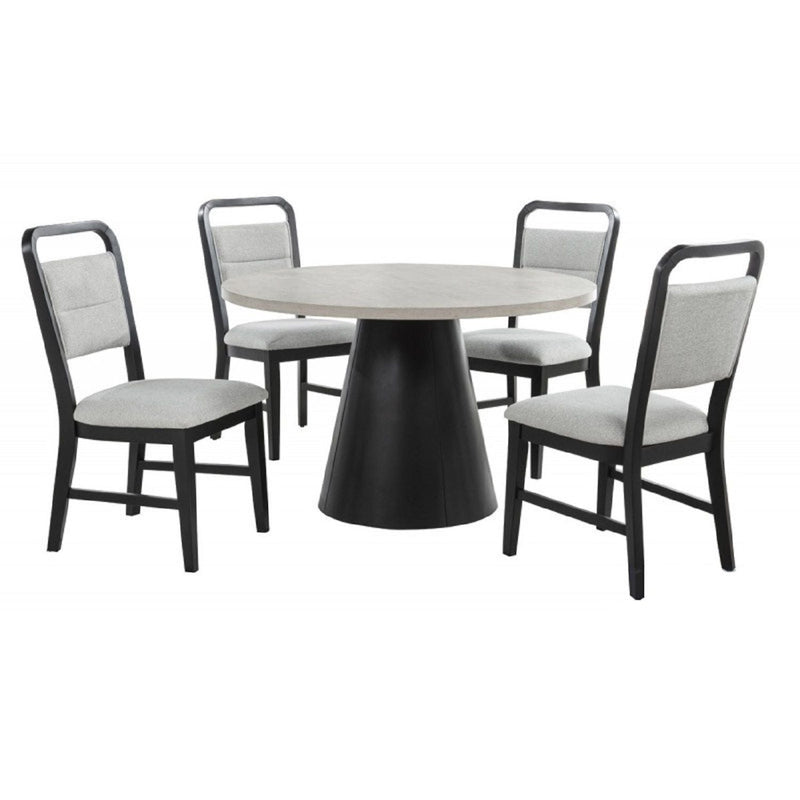Dining Set With Round Table And 4 Upholstered Chairs - Black / Gray by HouseOfZazla