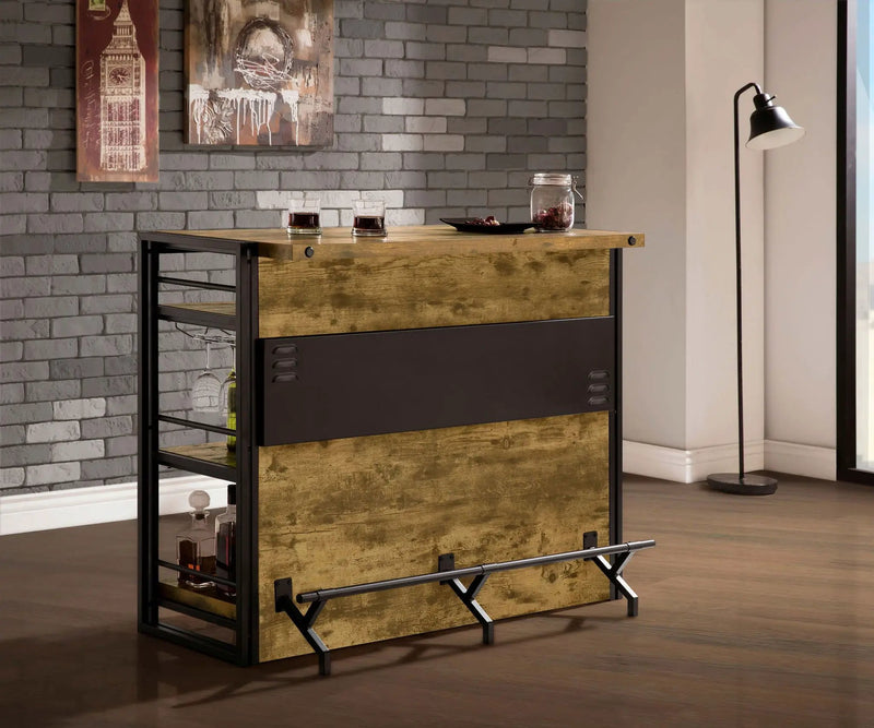 Renaldi 3-shelf Home Bar Wine Cabinet Rustic Nutmeg by Unique Piece Furniture