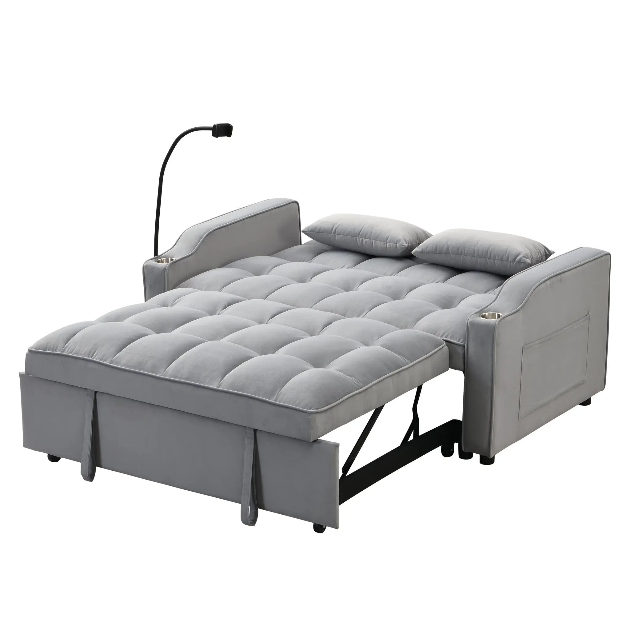 Modern Velvet Loveseat Futon Sofa Couch with Pullout Bed by HouseOfZazla