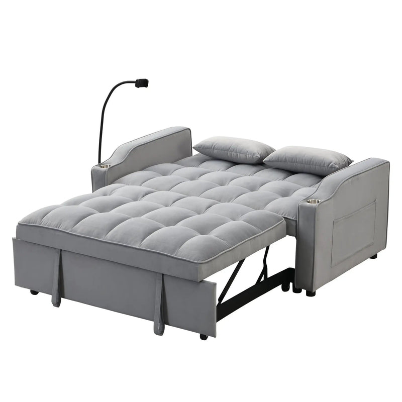 Modern Velvet Loveseat Futon Sofa Couch with Pullout Bed by HouseOfZazla