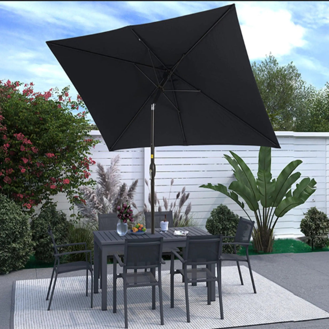 Rectangular Patio Umbrella With Crank Tilt, Polyester UV-Resistant Canopy by HouseOfZazla