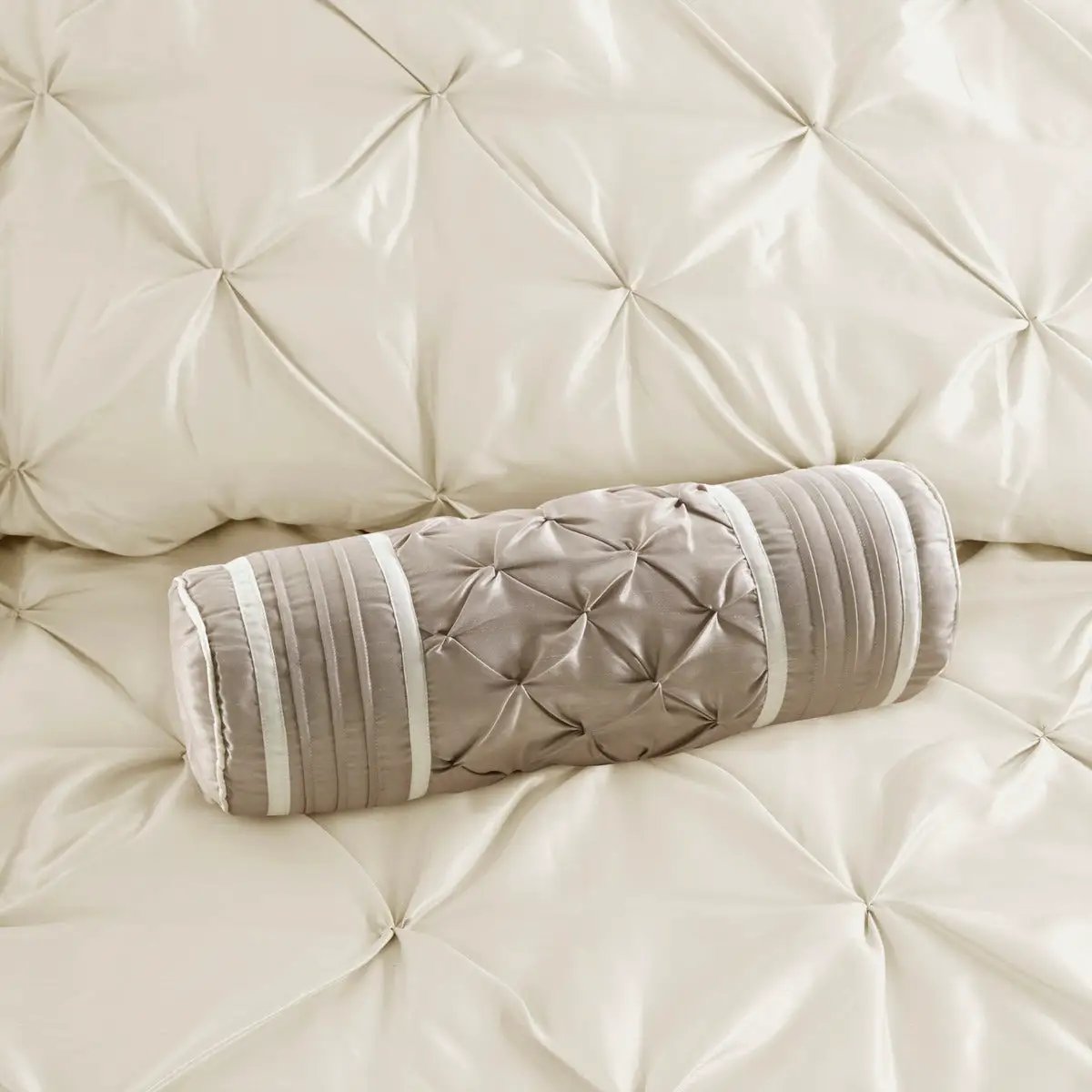 7 Piece Tufted Comforter Set Ivory Full by HouseOfZazla