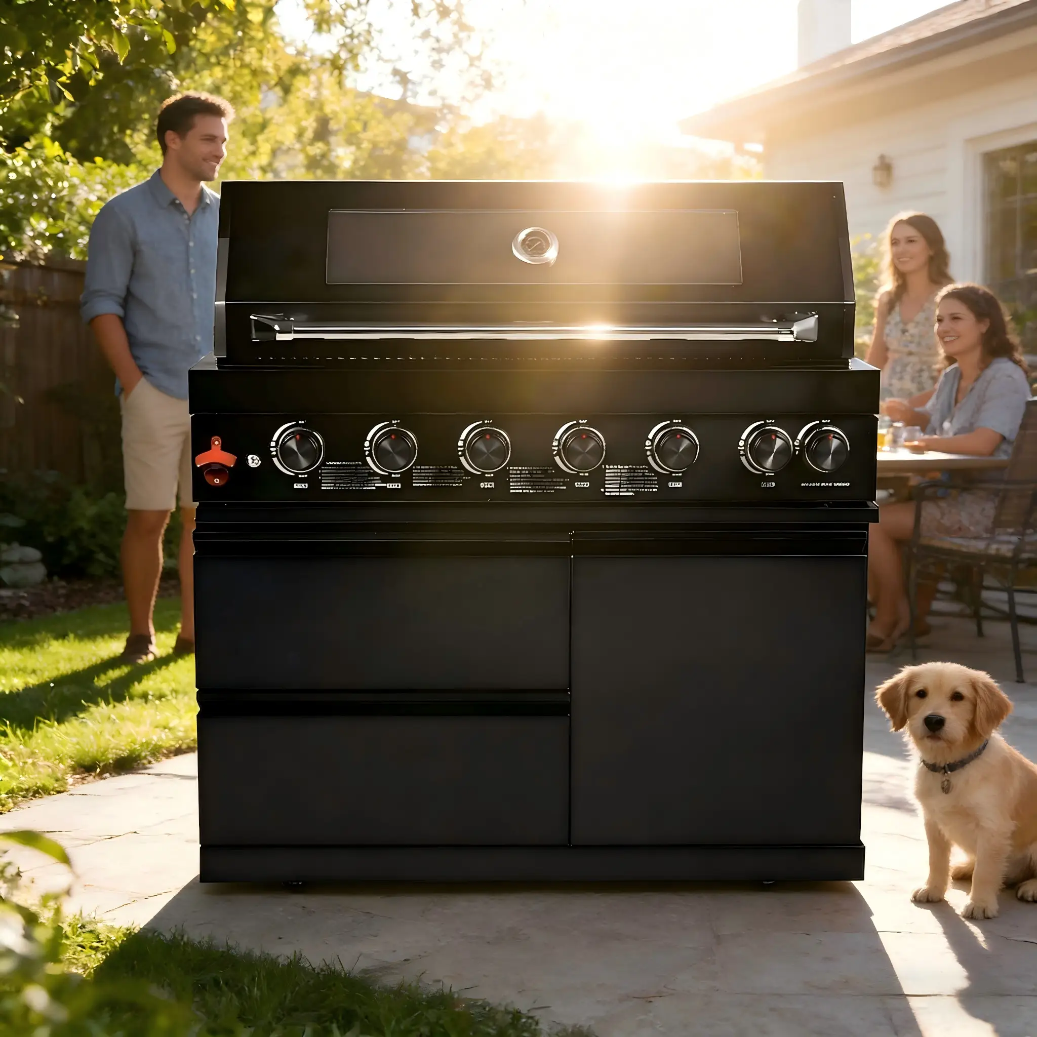 43" 6-Burner Natural NG Black Outdoor Kitchen Island Grill by Chery Industrial