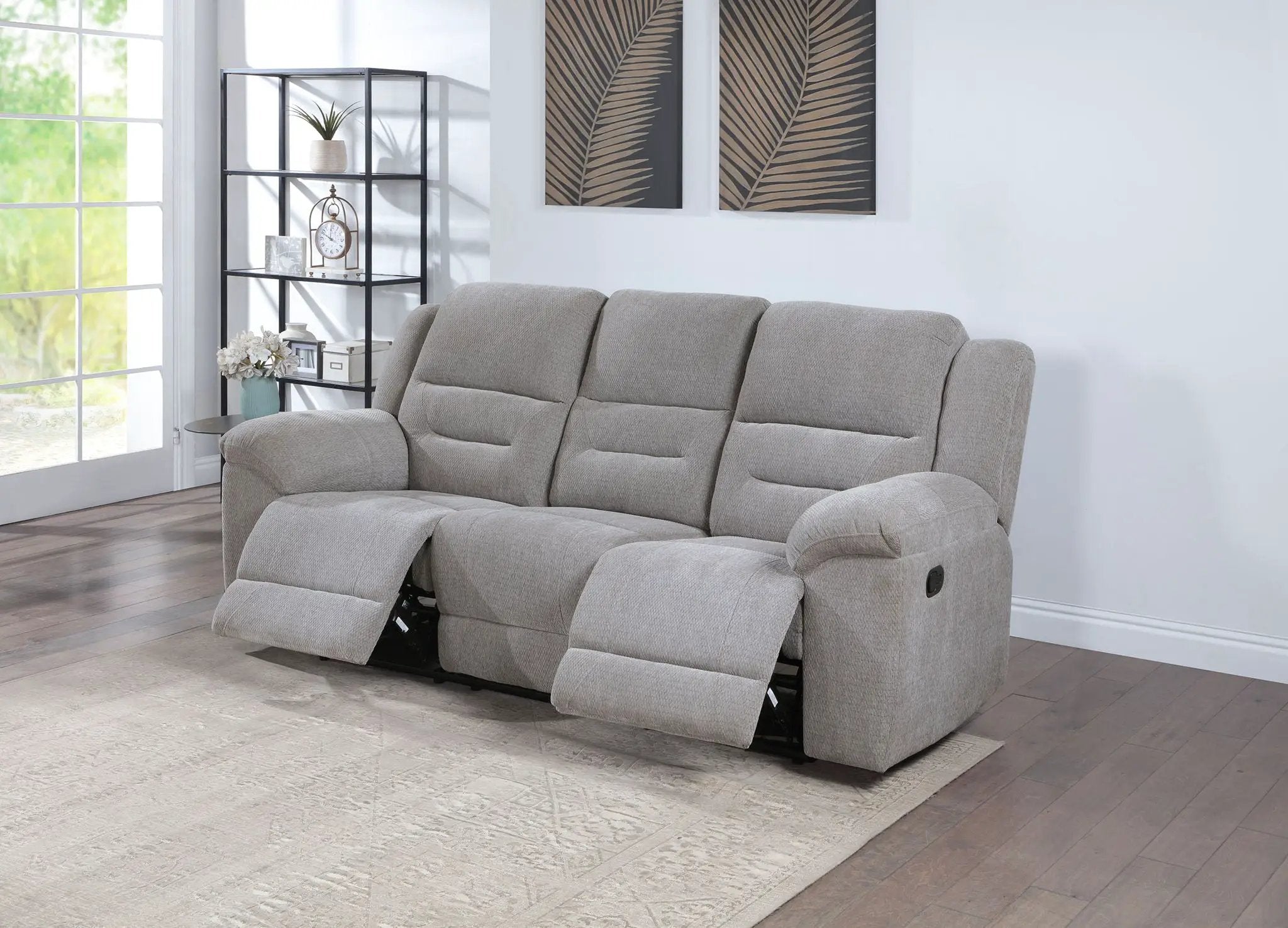 Gilson Chenille Upholstered Reclining Sofa Grey by Unique Piece Furniture