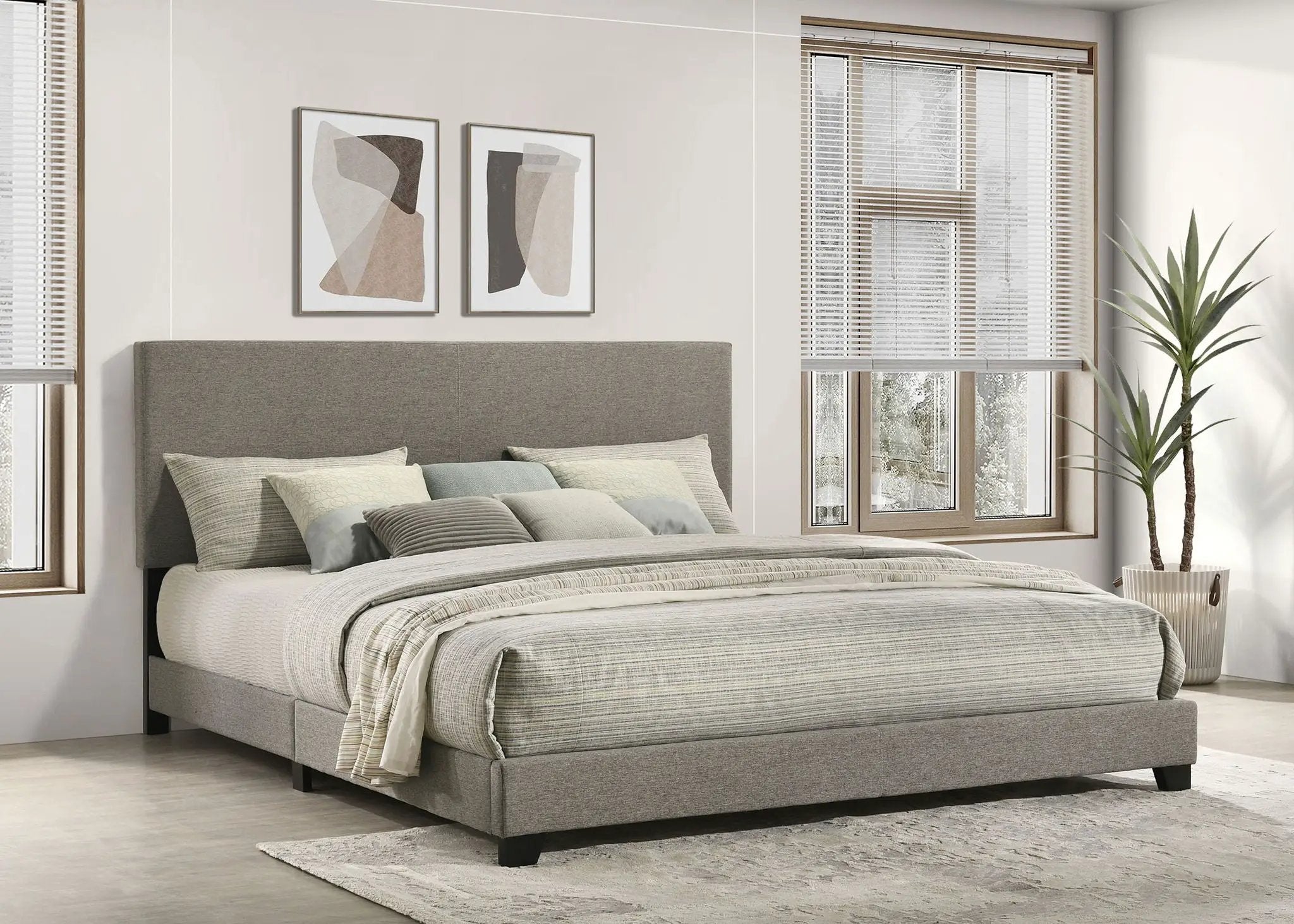 Dorian Fabric Upholstered Eastern King Panel Bed Taupe by Unique Piece Furniture