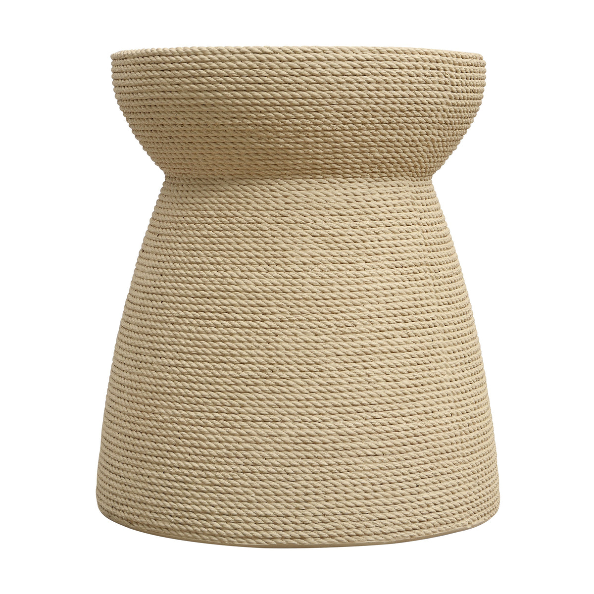 Simulated Rattan Side Table with Magnesium Oxide Construction - Neutral, photo 5 of 10