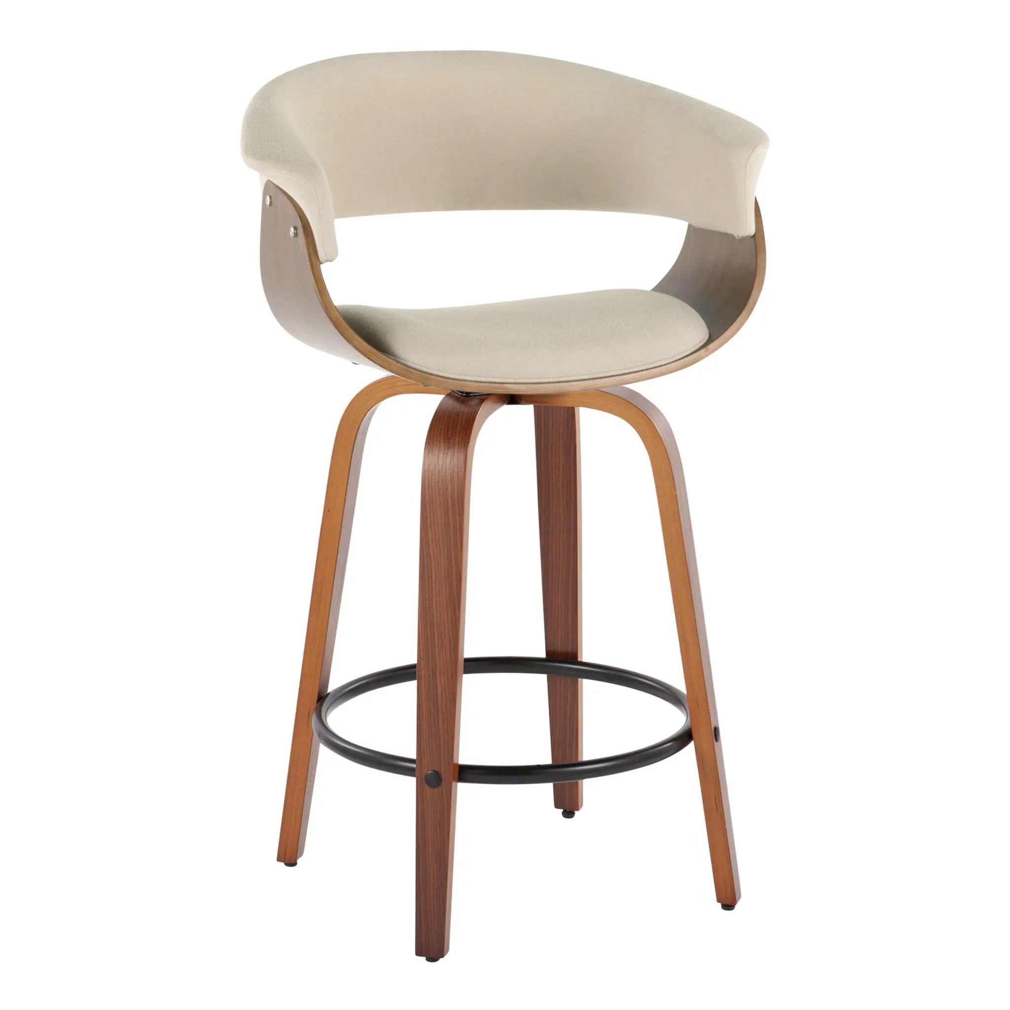 Vintage Mod - Mid Century Modern Fixed Height Counter Stool & Swivel With Round Footrest (Set of 2) by Unique Piece Furniture