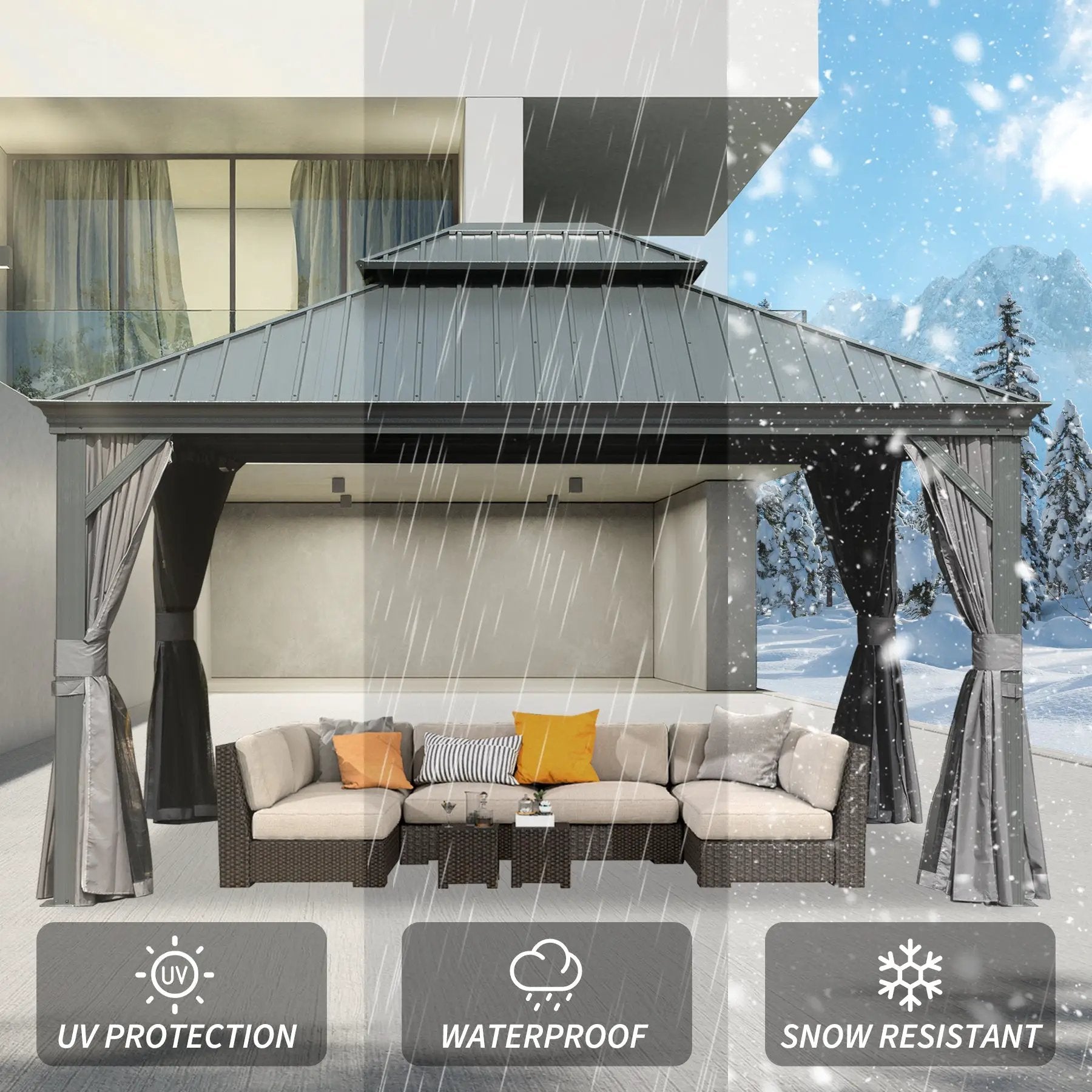 10' X 14' Hardtop Gazebo with Double Roof by HouseOfZazla