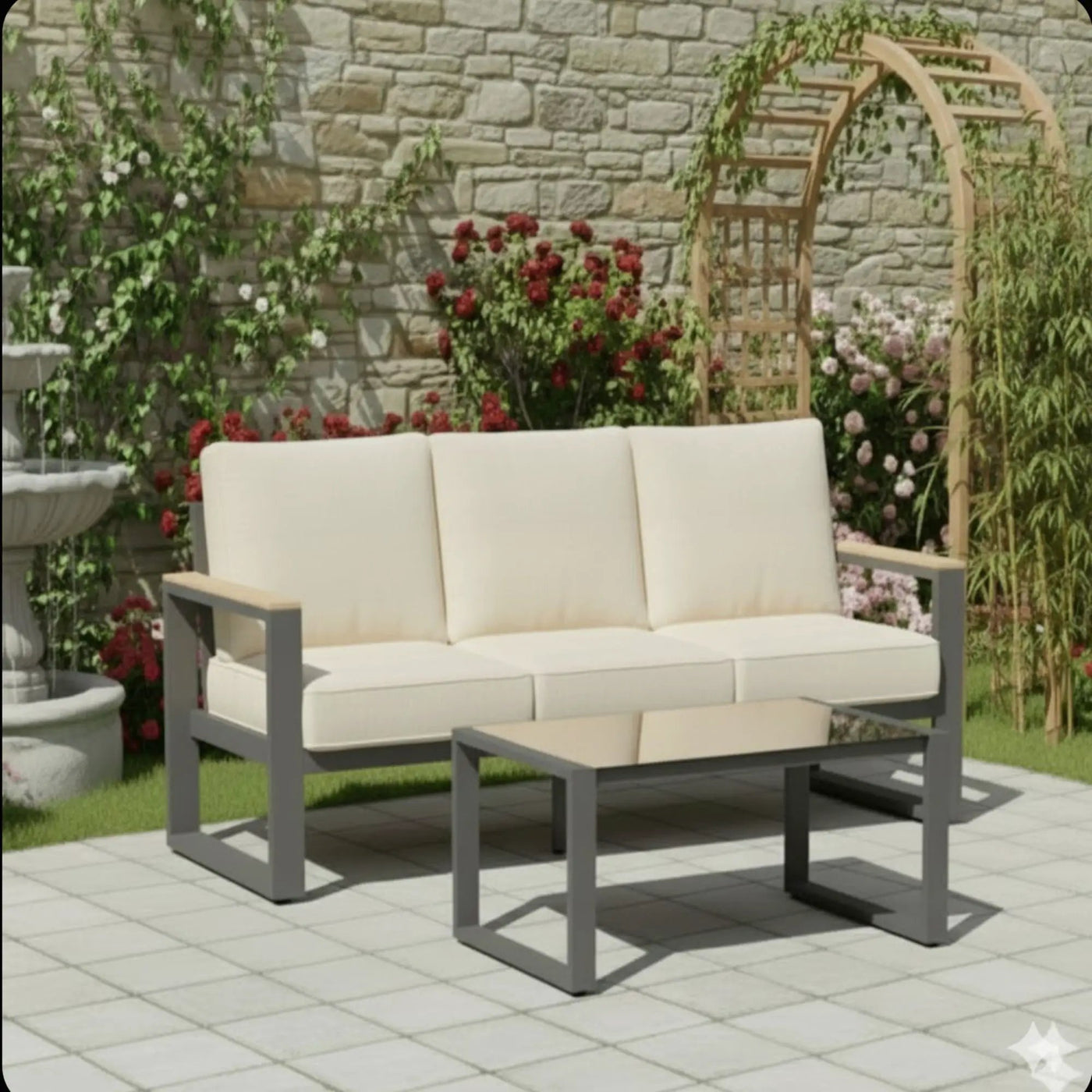 Modern Outdoor Sofa Set With Coffee Table by HouseOfZazla