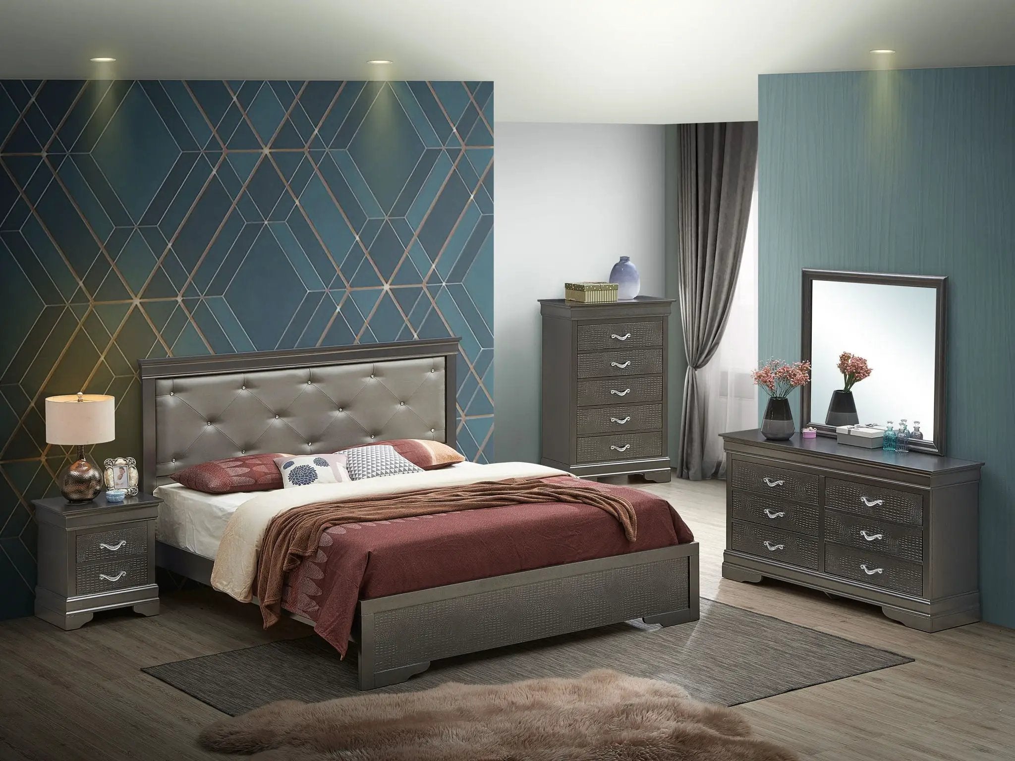 Chic Elegantly Designed Transitional Bed by Unique Piece Furniture