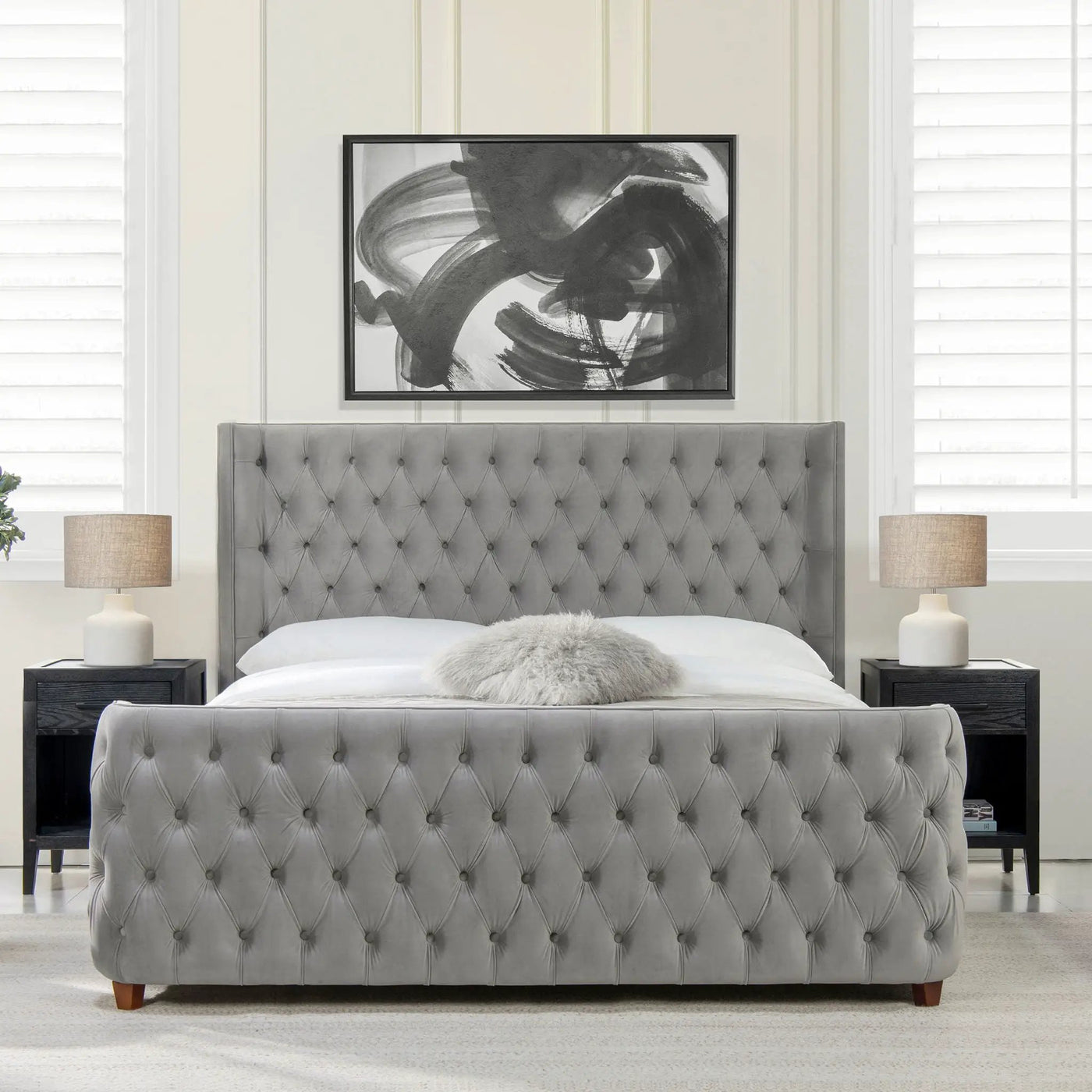 Brooklyn - Tufted Panel Bed Headboard And Footboard Set by HouseOfZazla