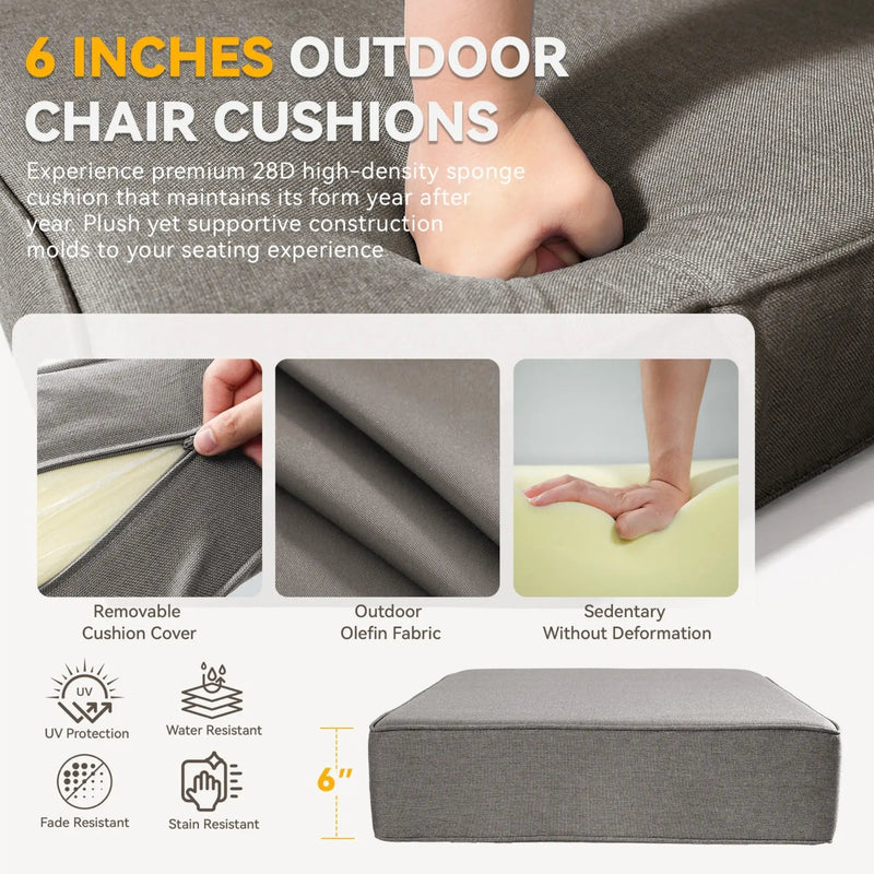 6 Inch Thick Outdoor Chair Cushion Set - Gray by HouseOfZazla